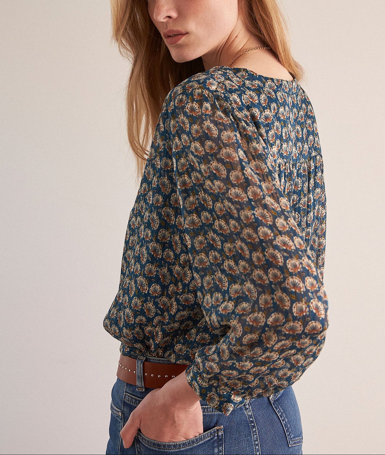 Blouse imprimée bleu Elsa Faume - seconde main