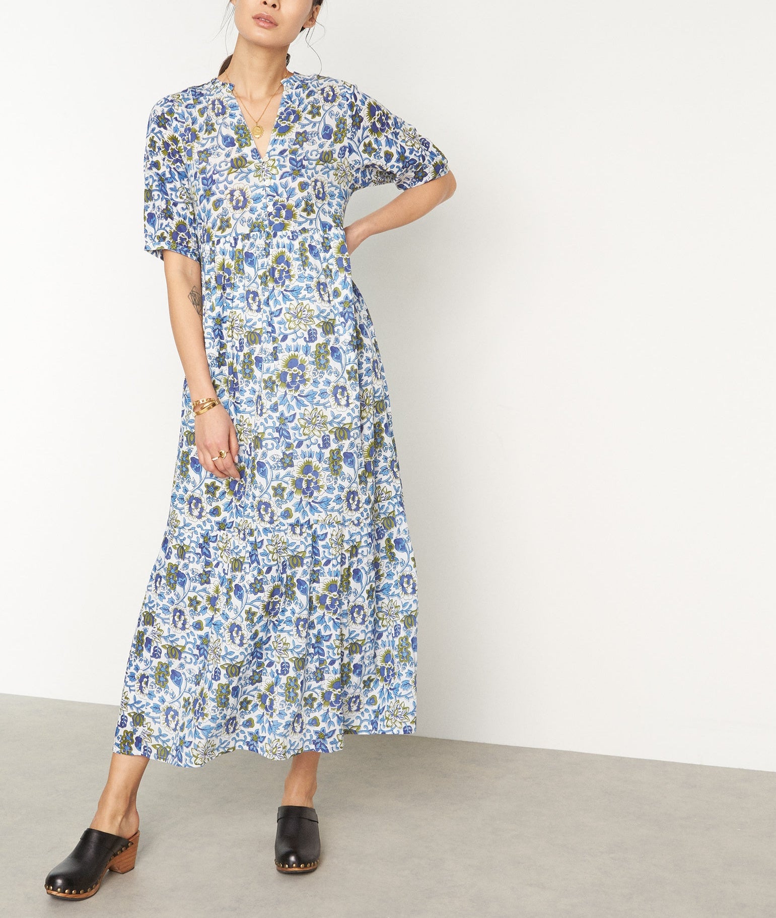 Robe longue imprimée blanc Hedia Faume - seconde main