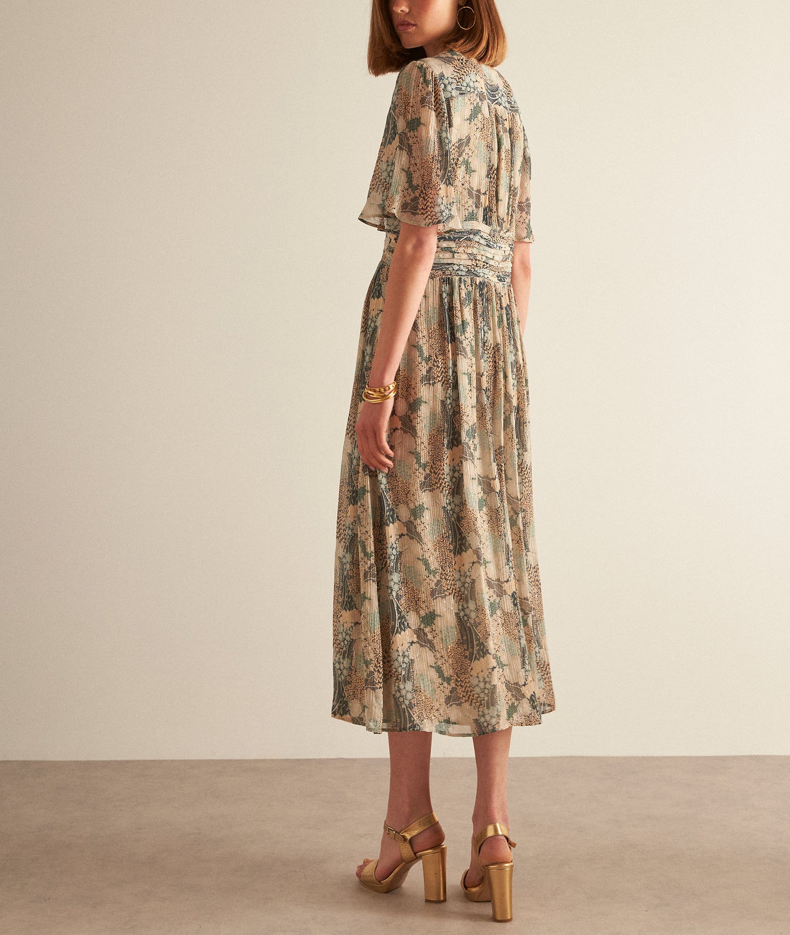 Robe longue fluide imprimée NERVANE Faume - seconde main