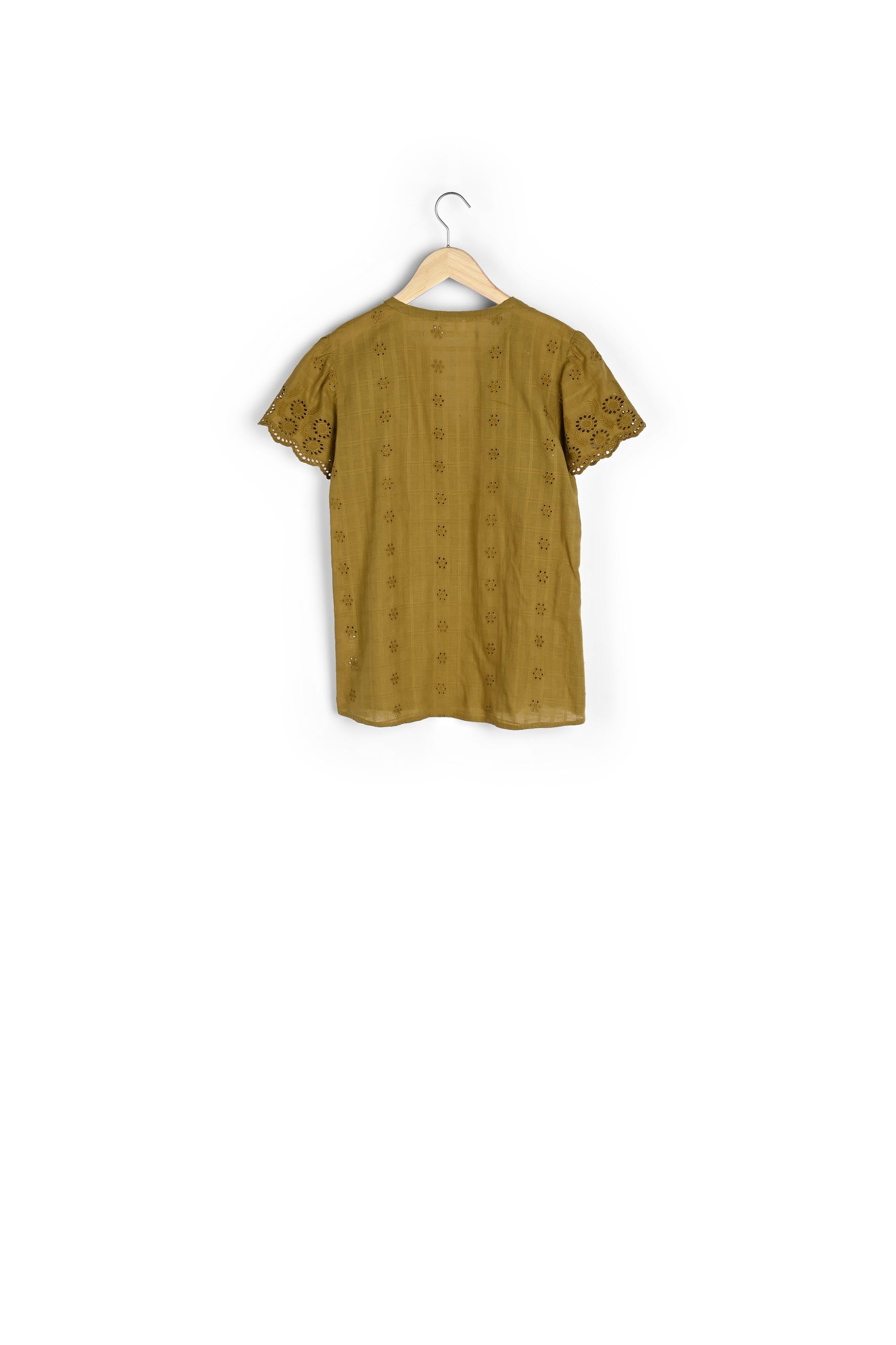 Blouse manches courtes en coton bronze Lisbeth Faume - seconde main