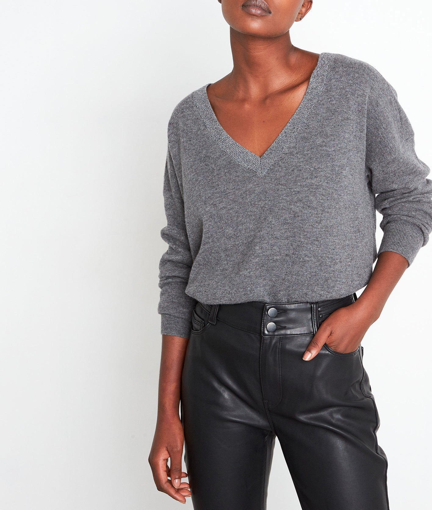 Pull en laine et cachemire recyclés gris foncé Tarah Faume - seconde main