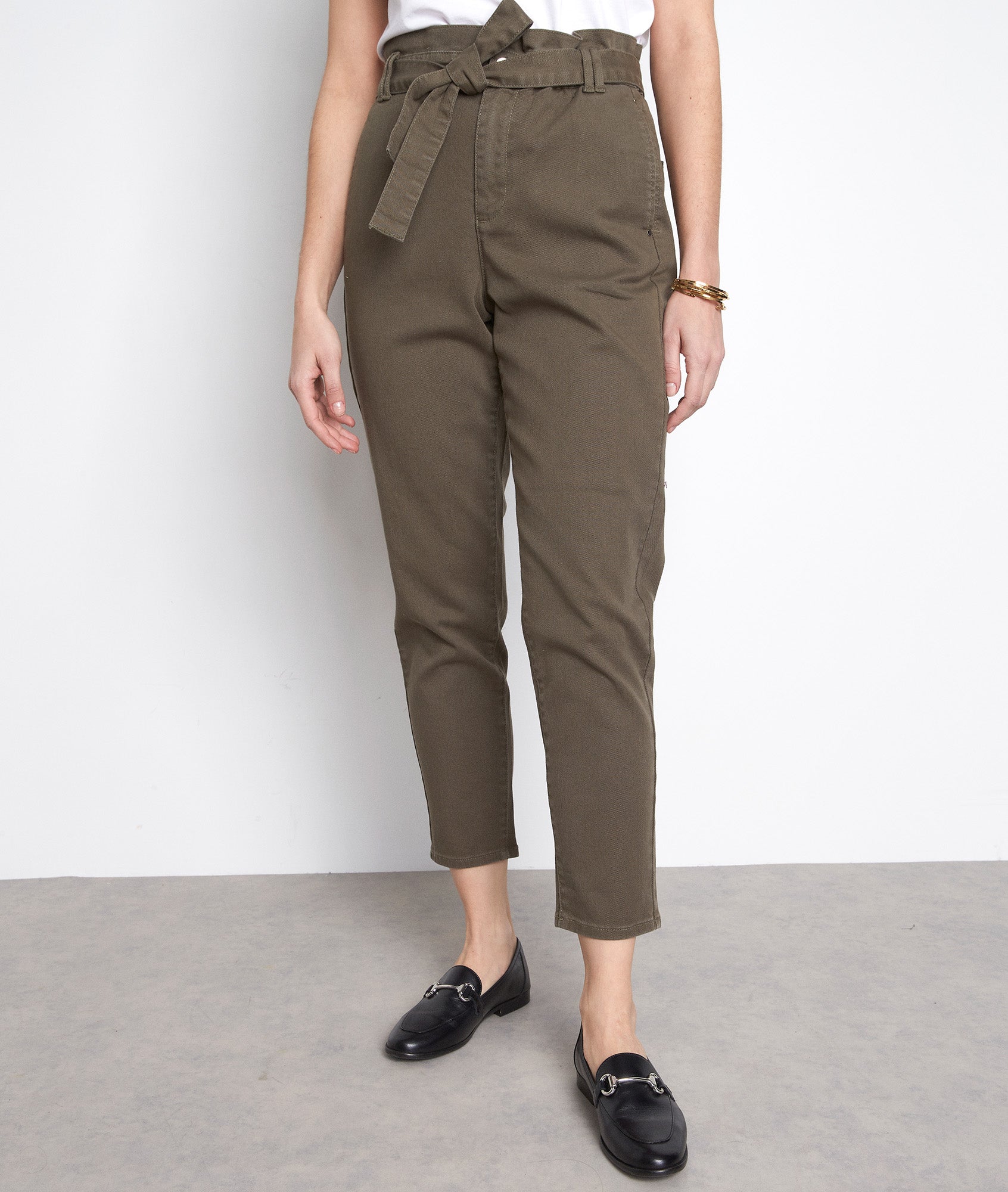 Jean droit paper bag kaki Barbara Faume - seconde main