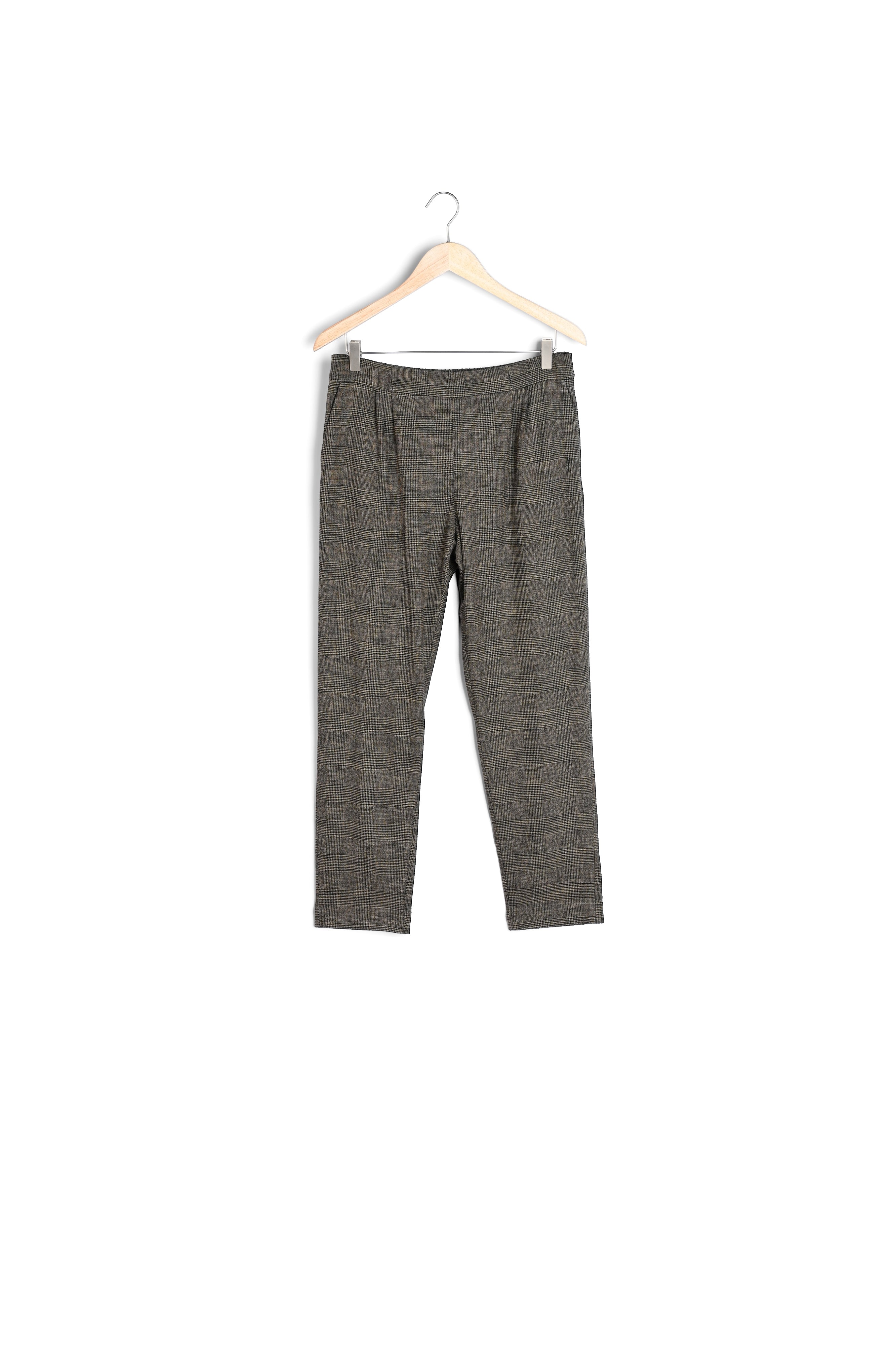 Pantalon carotte en Prince de Galles beige Flynn Faume - seconde main