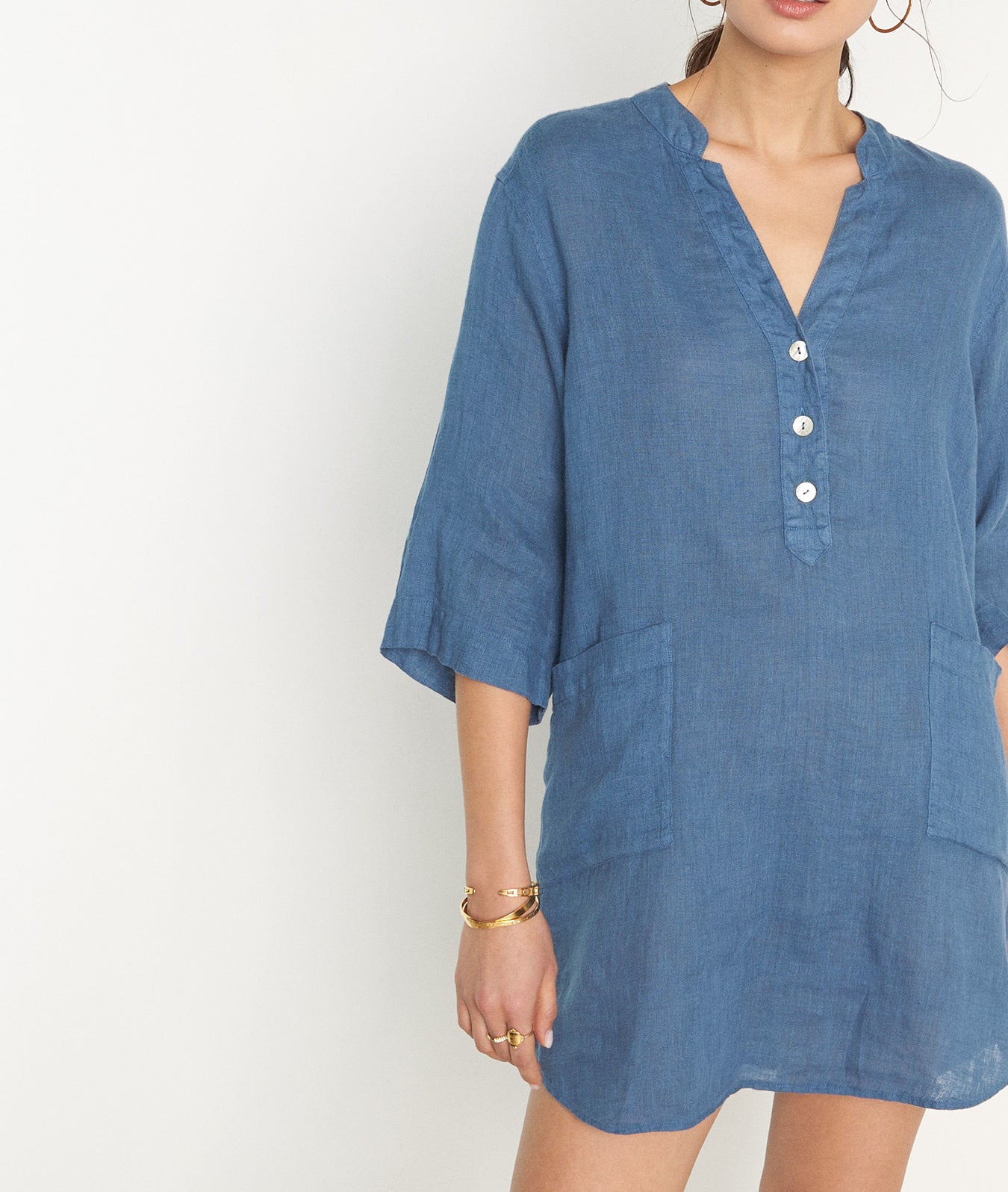 Robe courte liquette en lin bleu Hannae Faume - seconde main