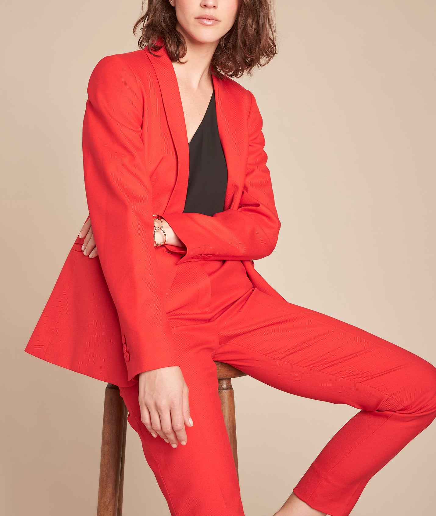 Veste rouge col tailleur Bianca Faume - seconde main