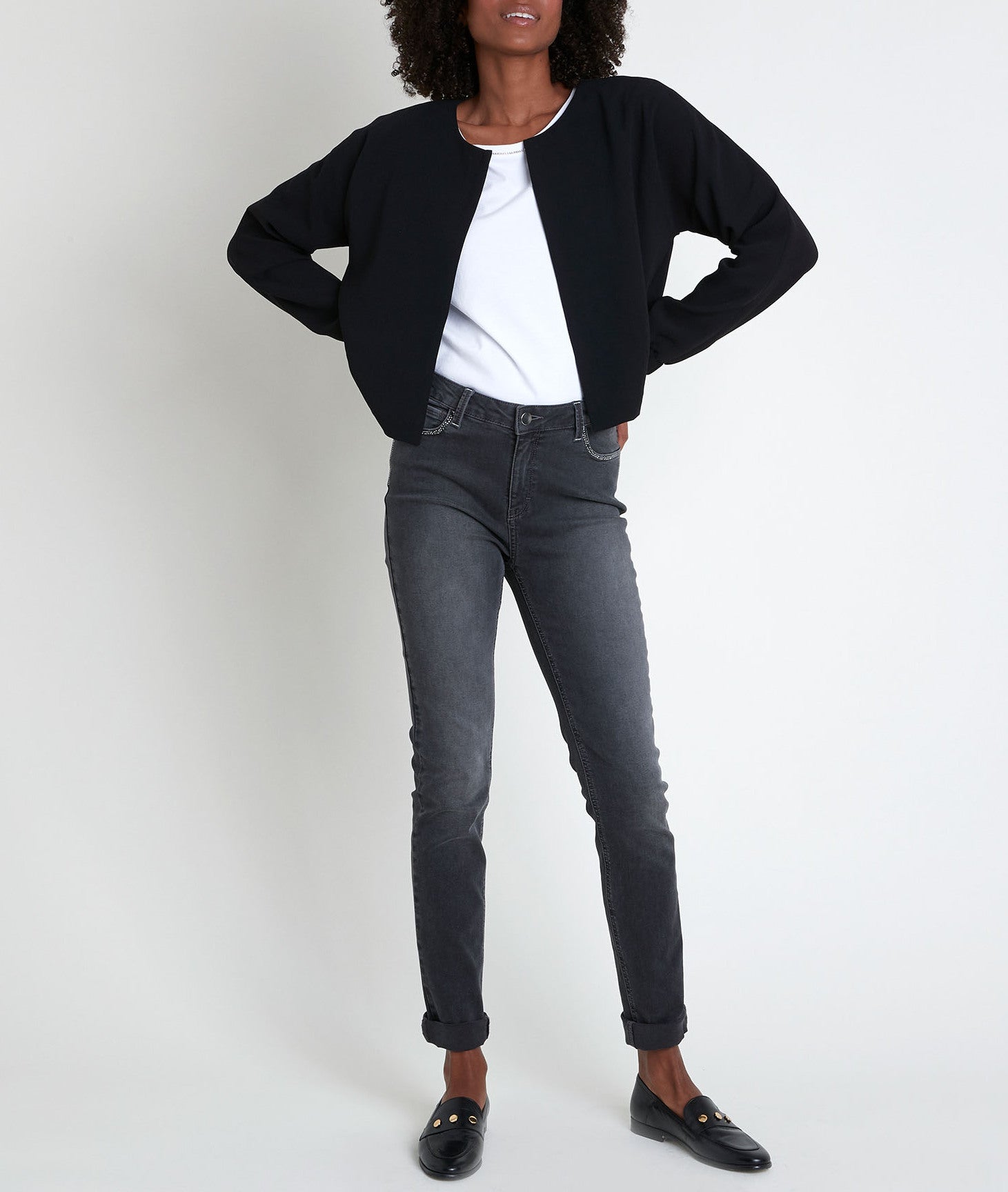 Veste en crêpe noire Taya Faume - seconde main