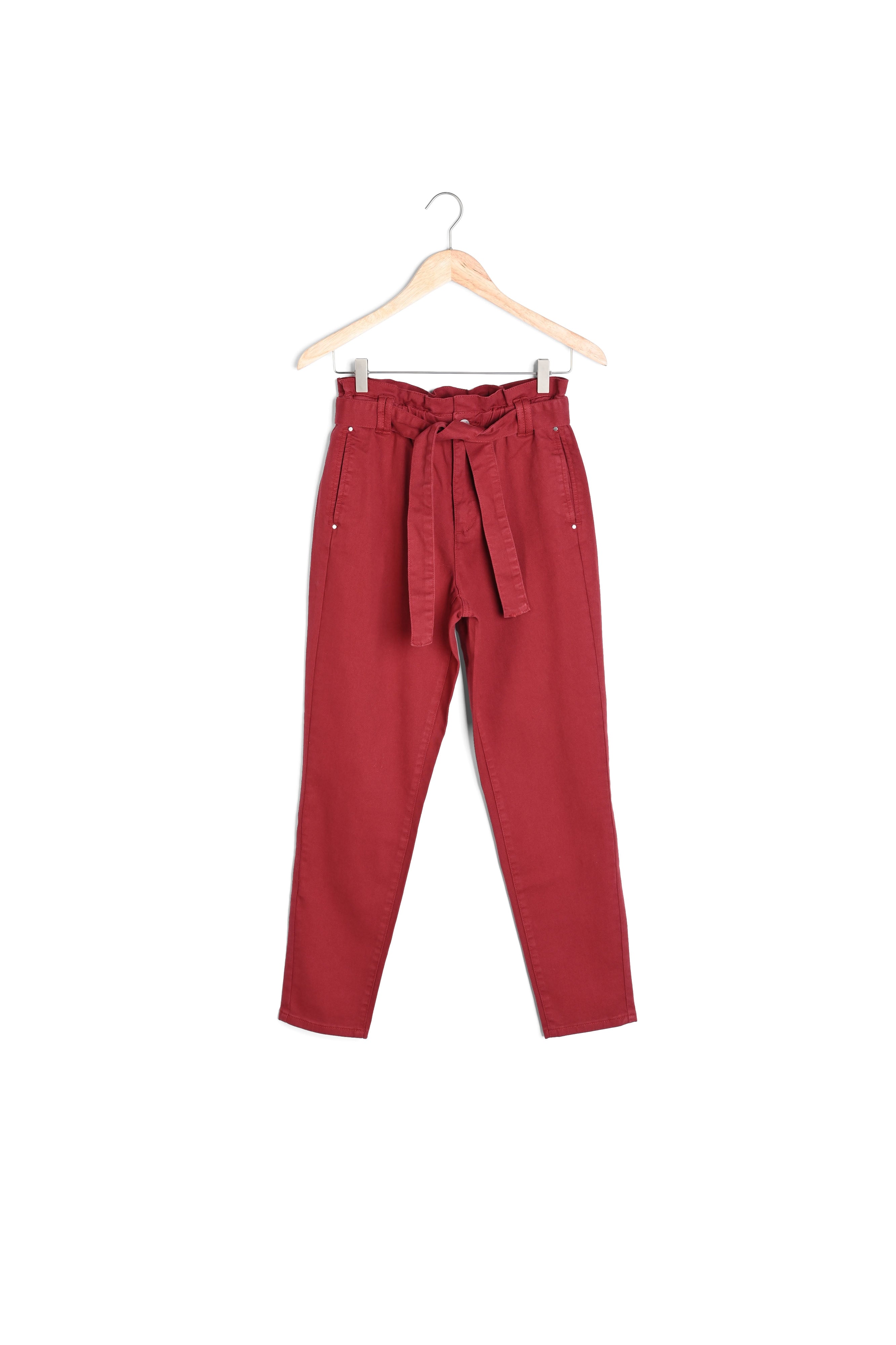 Pantalon paperbag en coton grenat Barbara Faume - seconde main