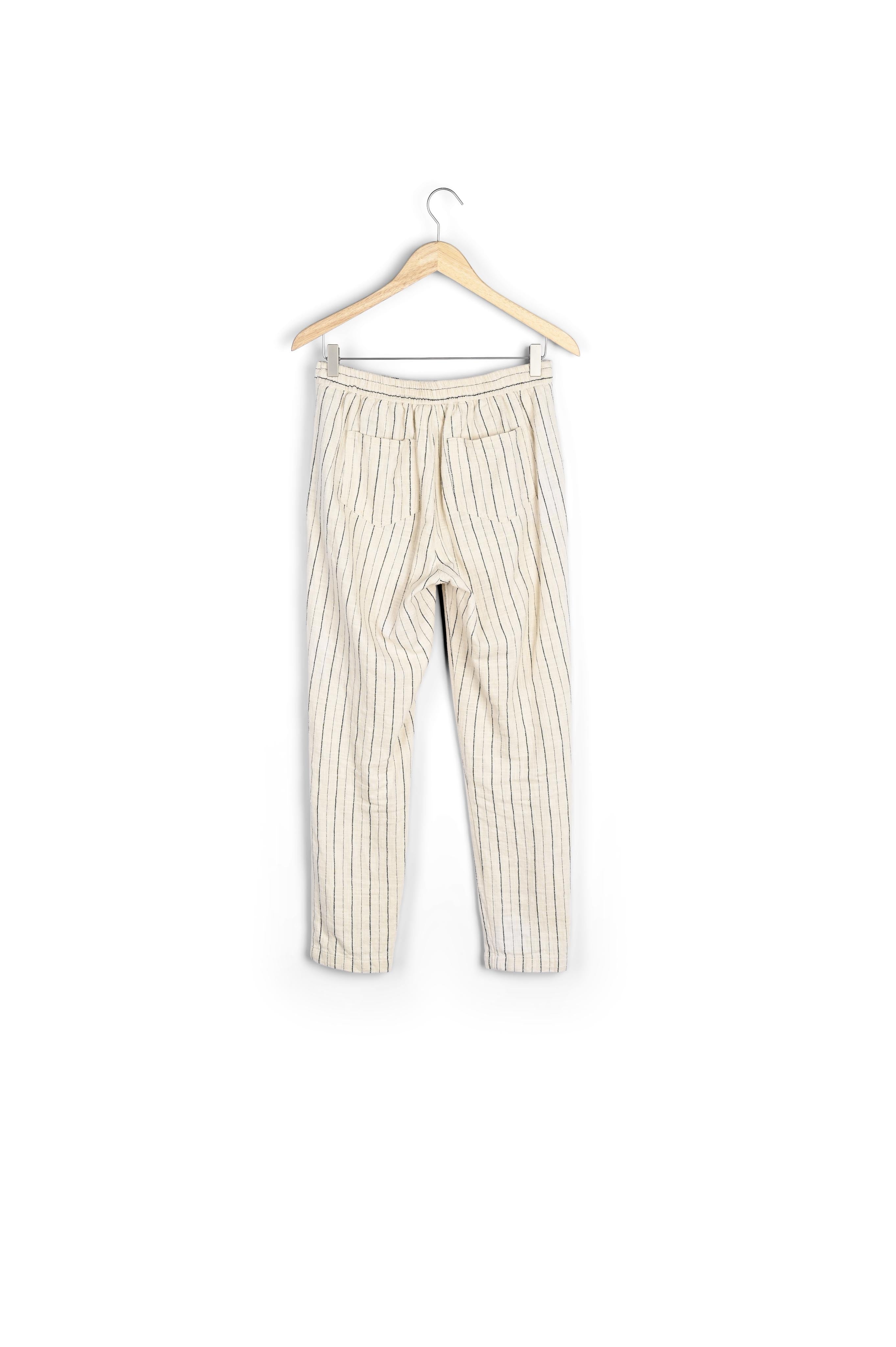 Pantalon chino en coton rayé écru Noor Faume - seconde main