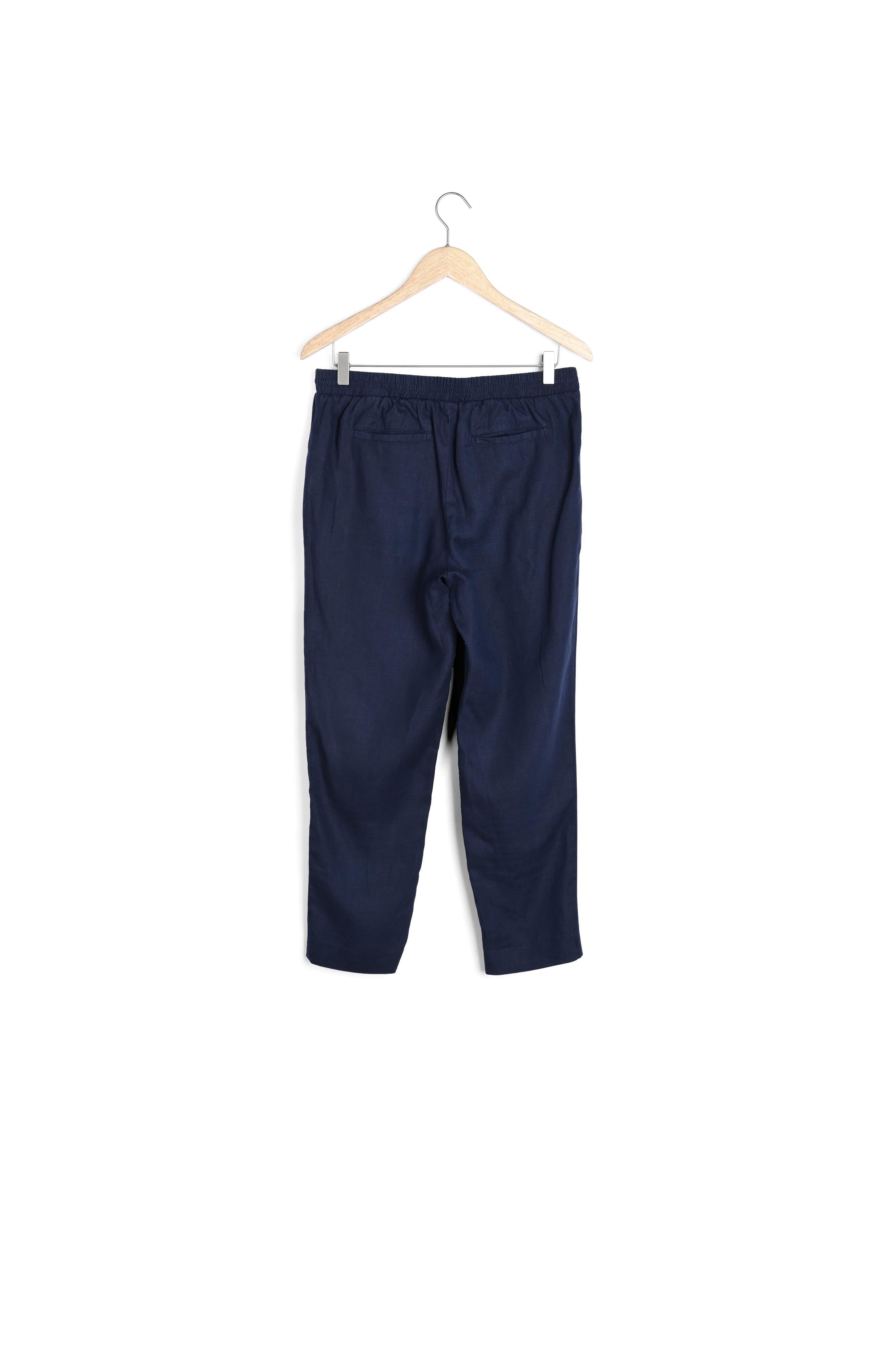Pantalon carotte en lin marine Flynn Faume - seconde main