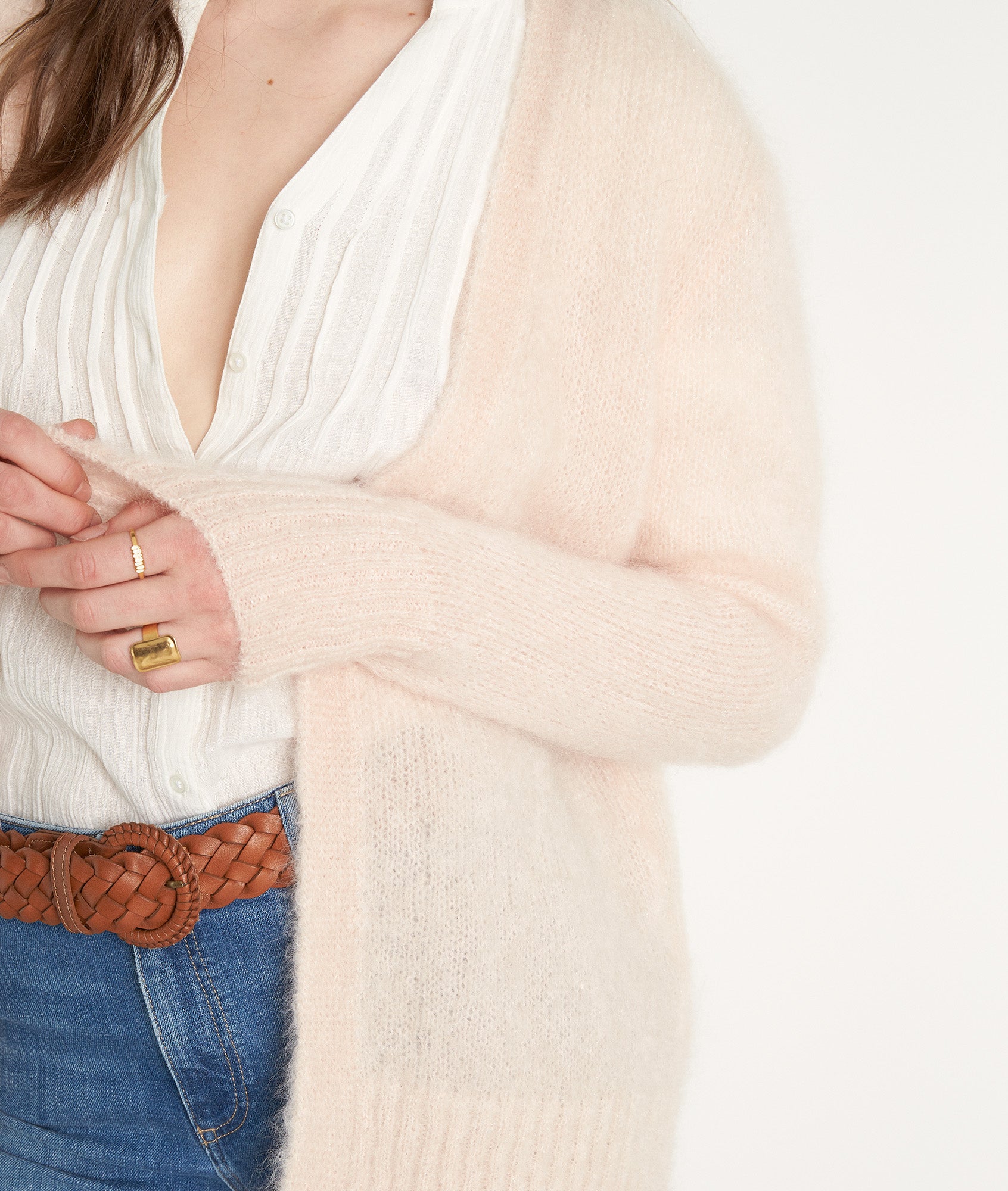 Gilet en mohair rose poudré Rozelle Faume - seconde main