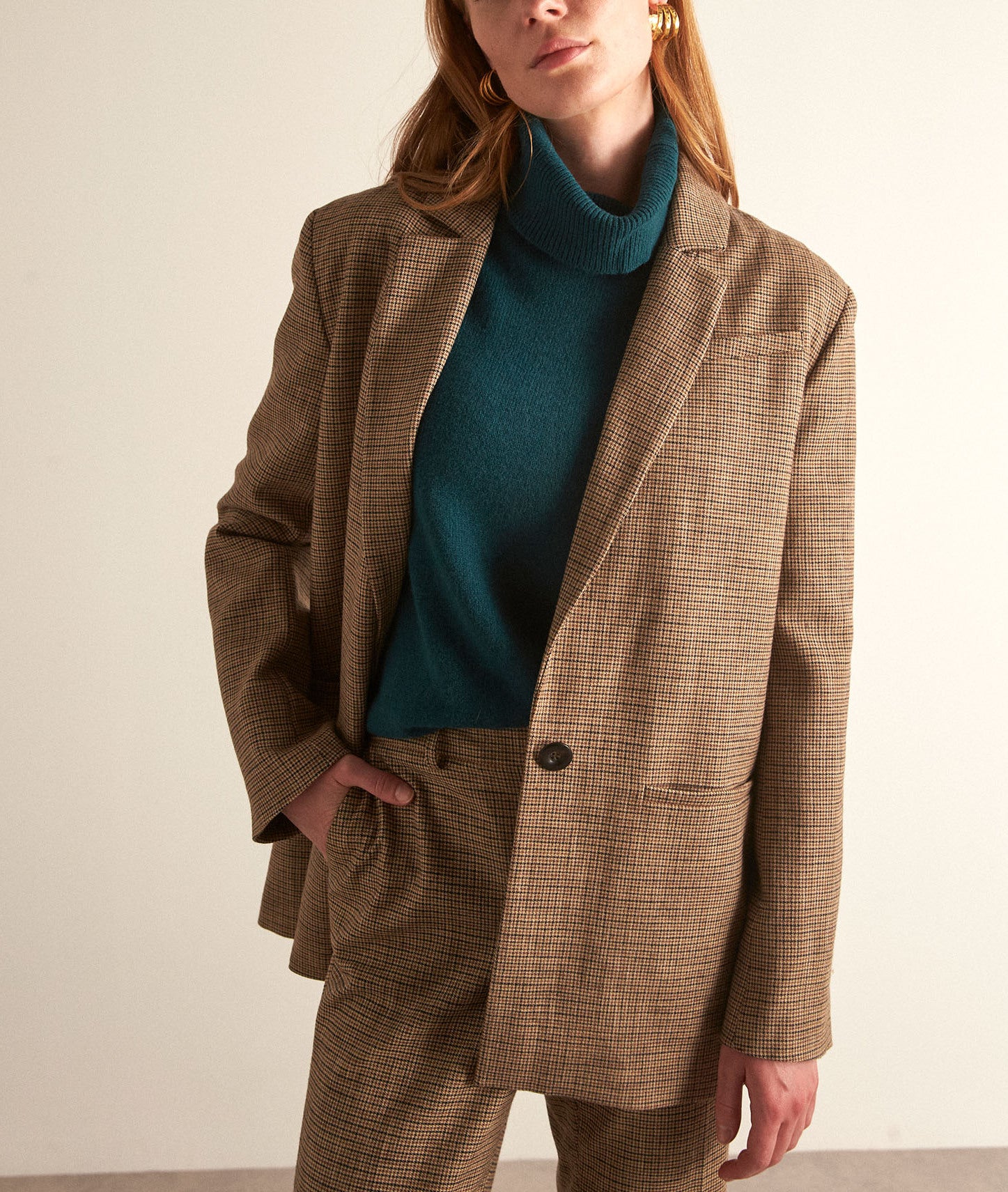 Veste de tailleur imprimé Prince de Galles Adele Faume - seconde main