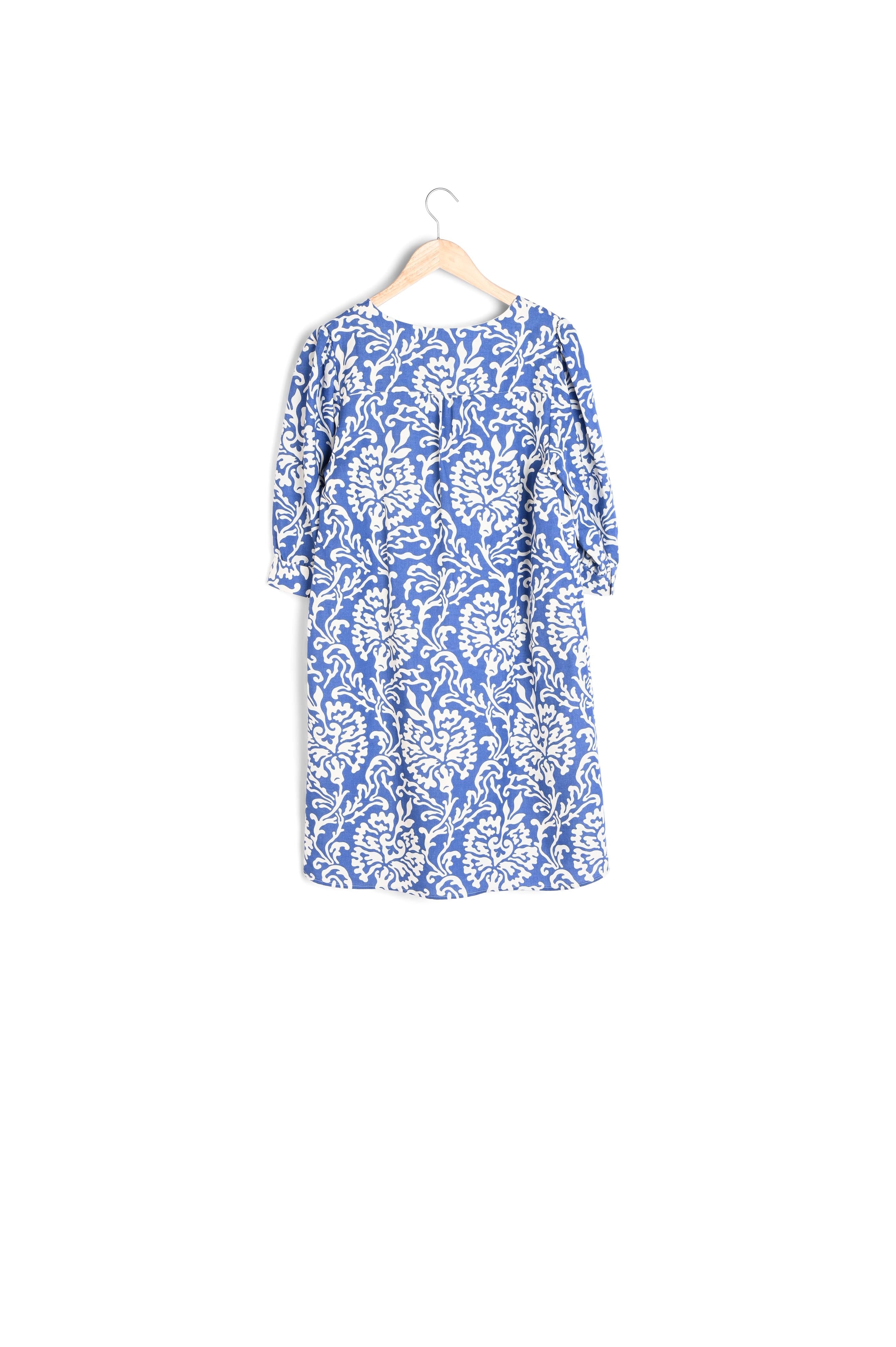 Robe courte droite imprimée bleu ciel Nassima Faume - seconde main