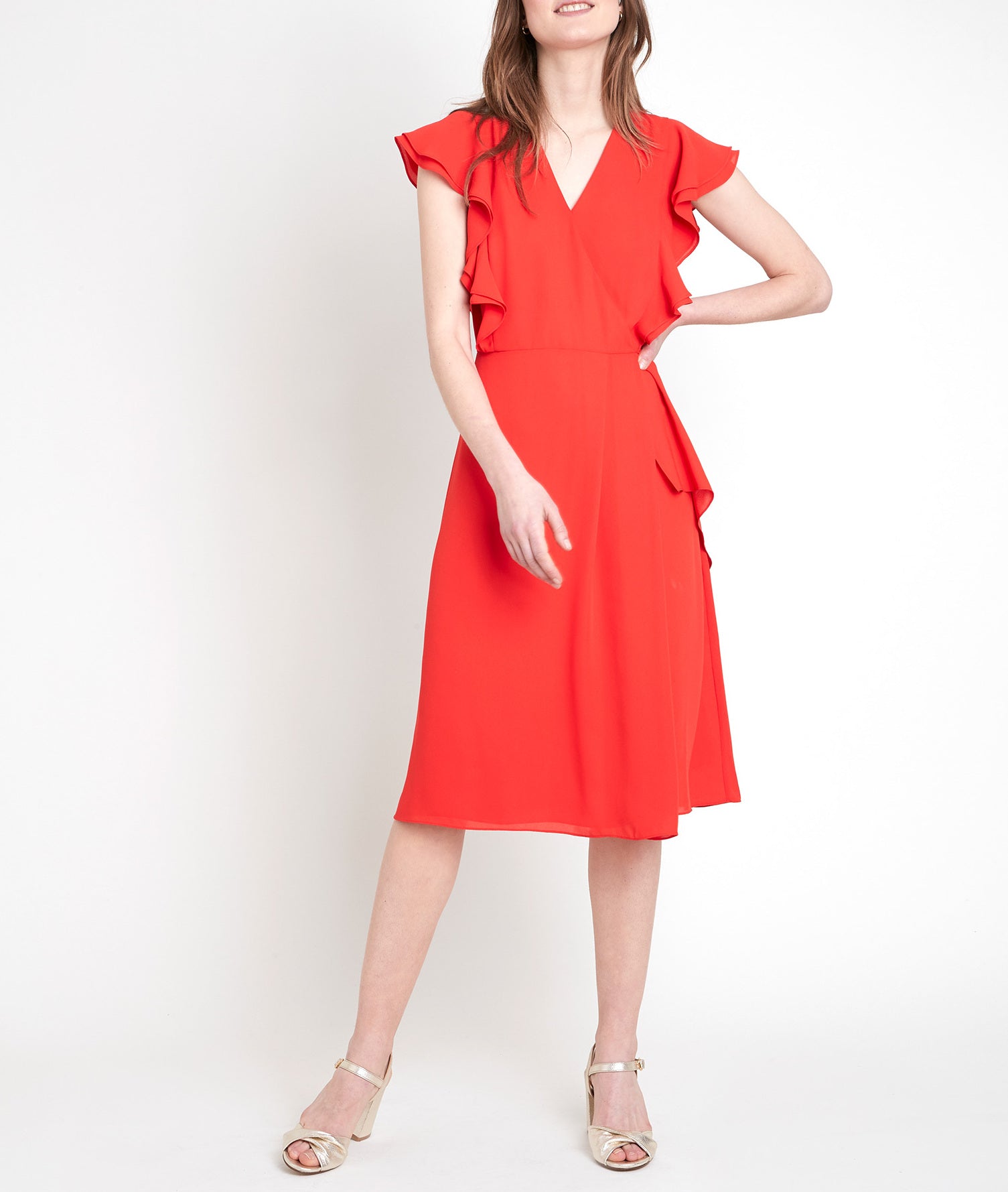 Robe à volants corail Melanie Faume - seconde main