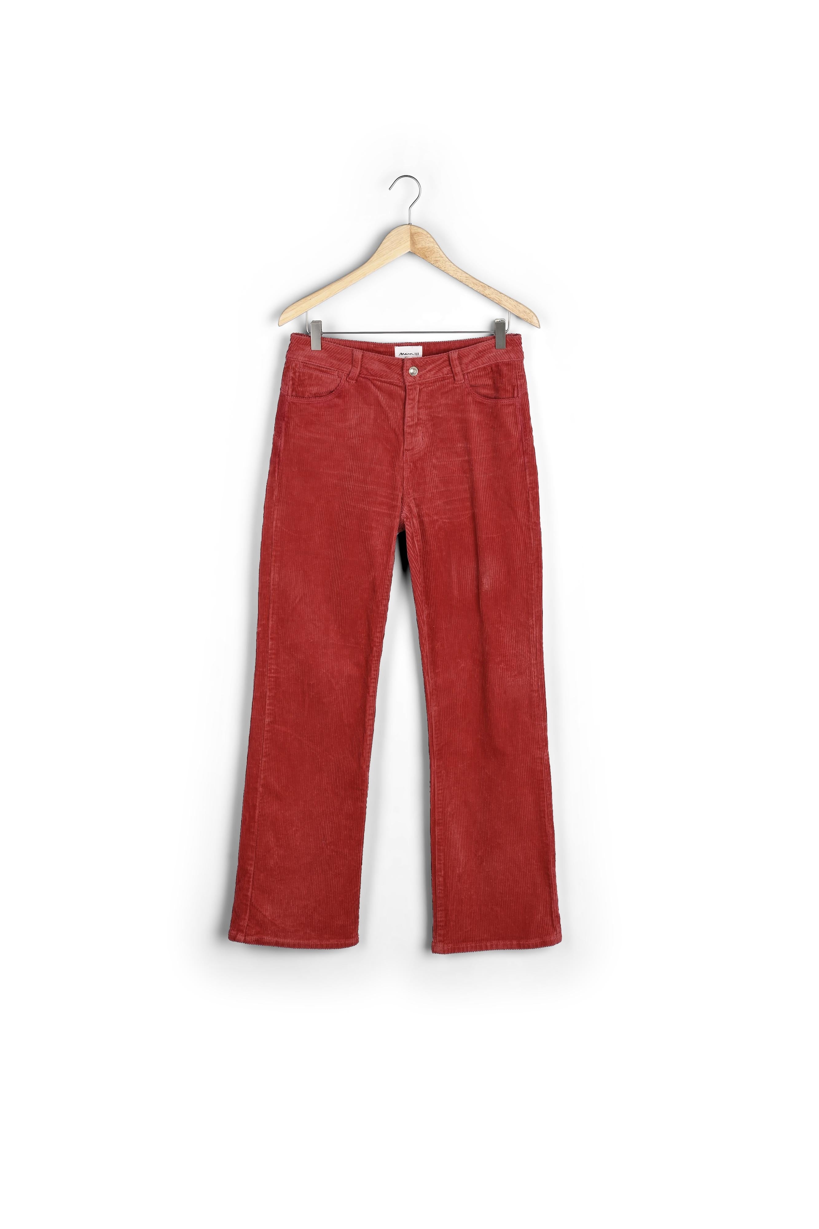 Pantalon coupe flare en velours brique Fidji Faume - seconde main