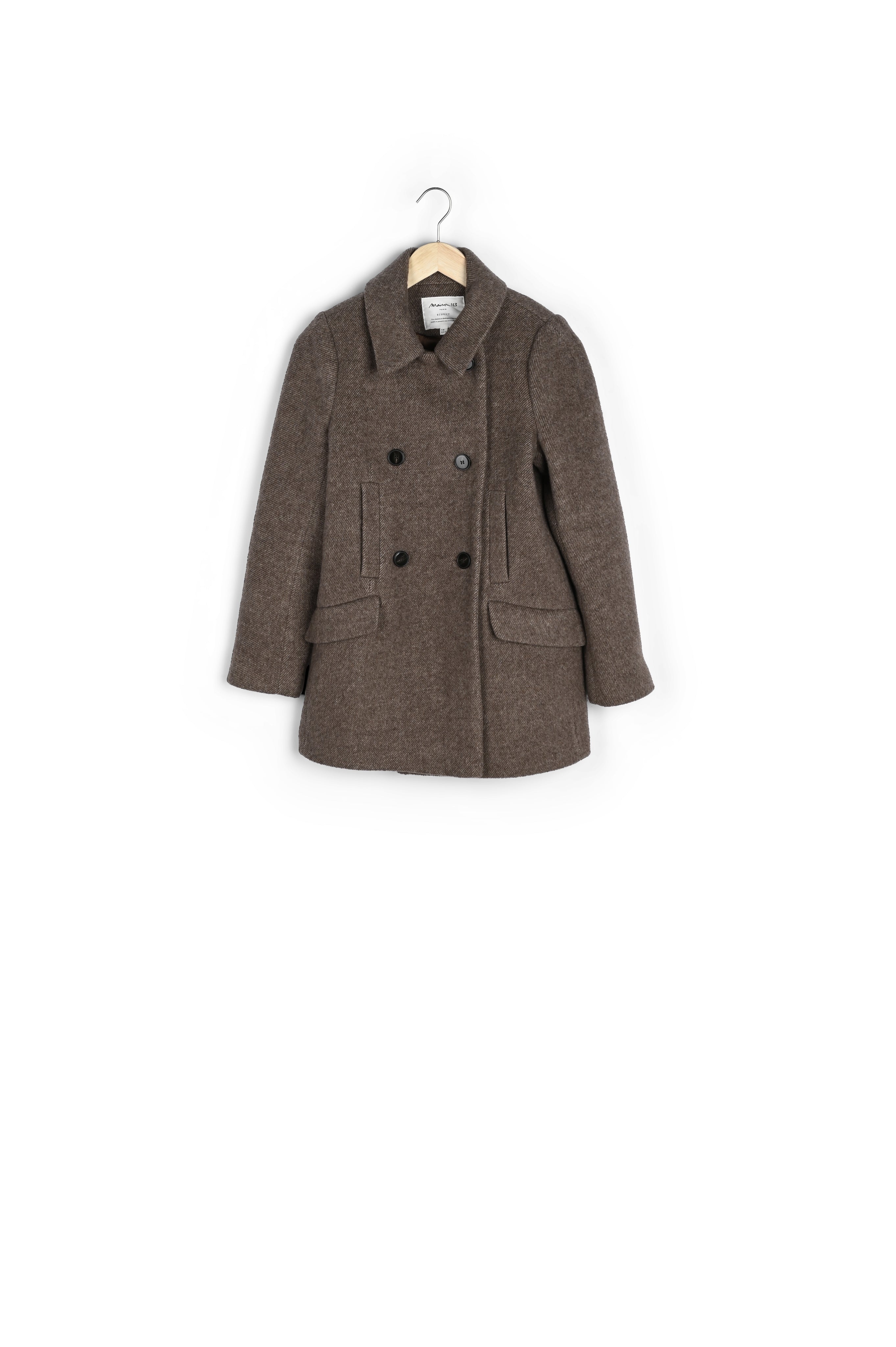 Manteau court en laine recyclée marron Liddy Faume - seconde main