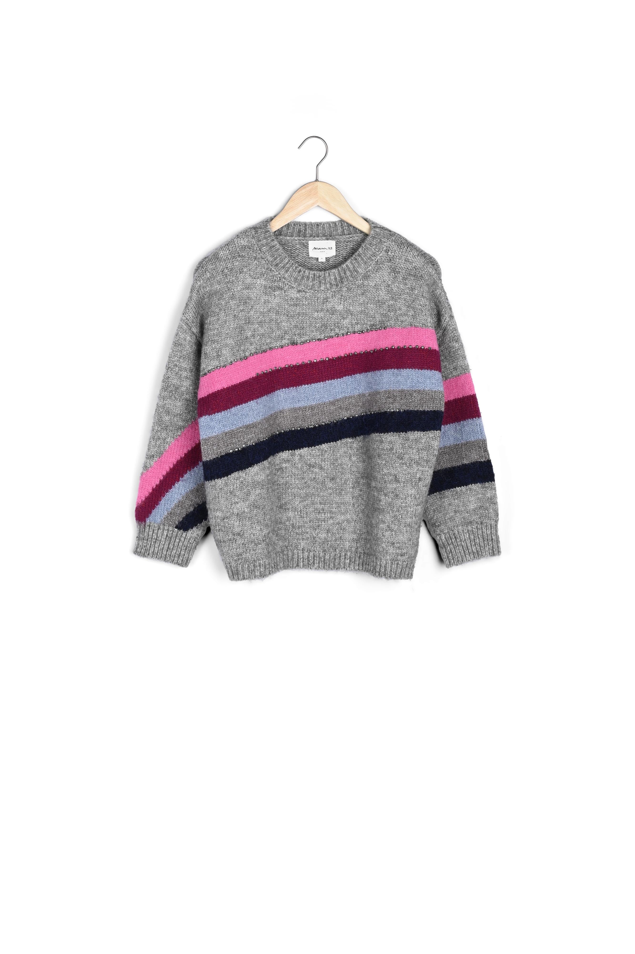 Pull oversize à bandes gris Tatoo Faume - seconde main