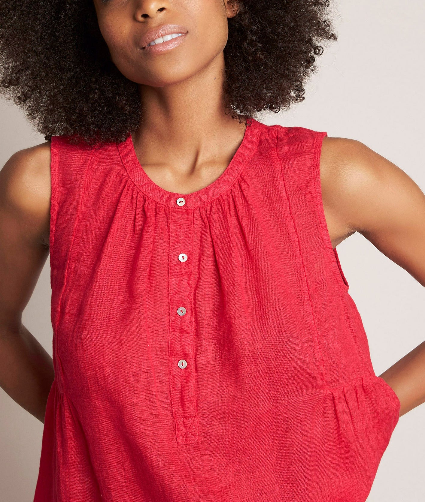 Top rouge en lin Eloane Faume - seconde main