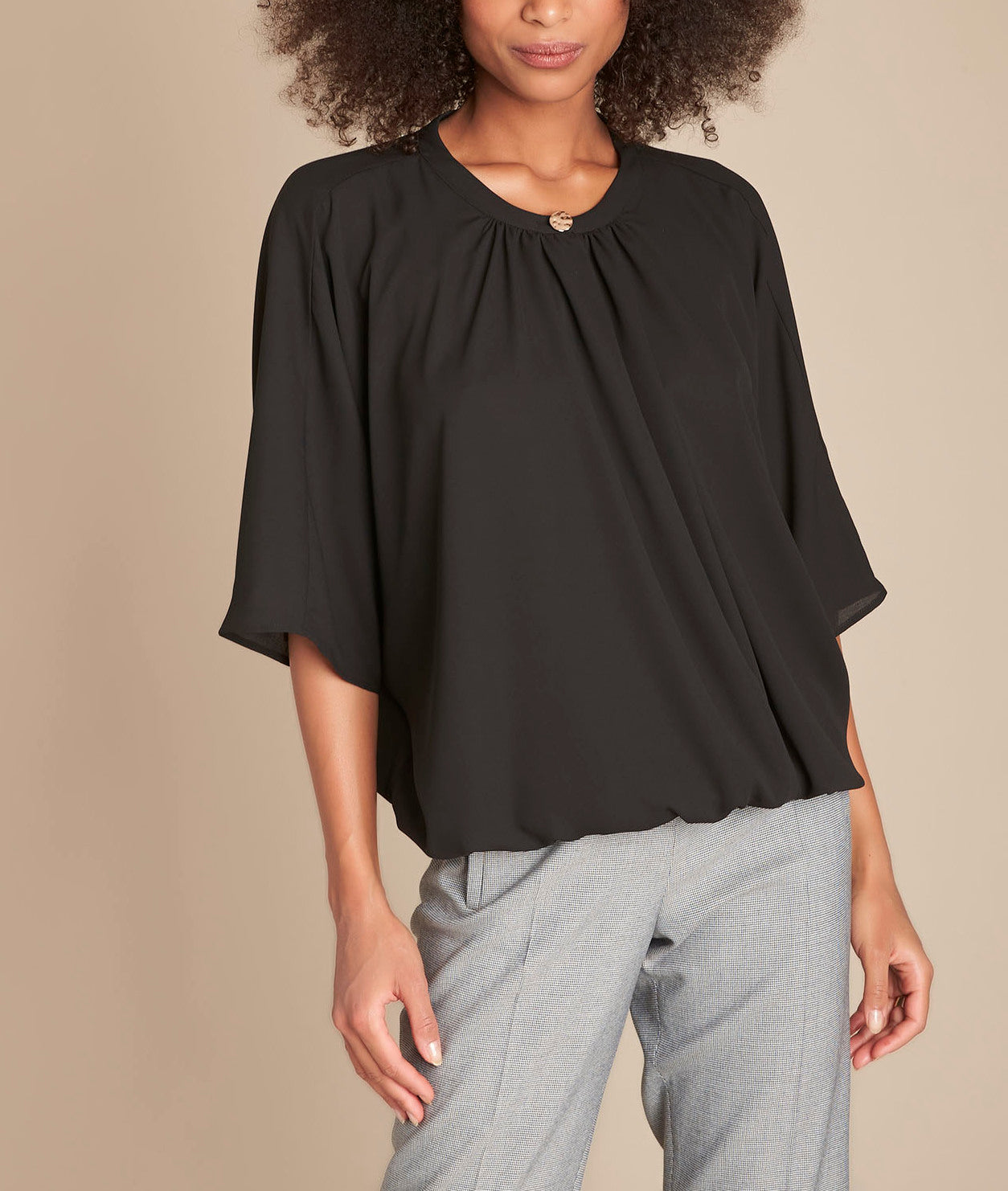 Blouse noire manches ballons Maddy Faume - seconde main