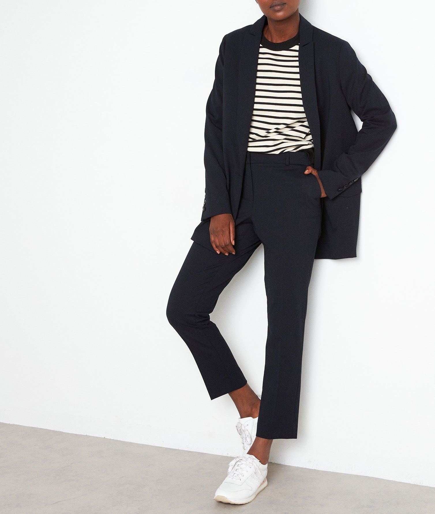 Pantalon de tailleur en laine bleu marine Freddy Faume - seconde main