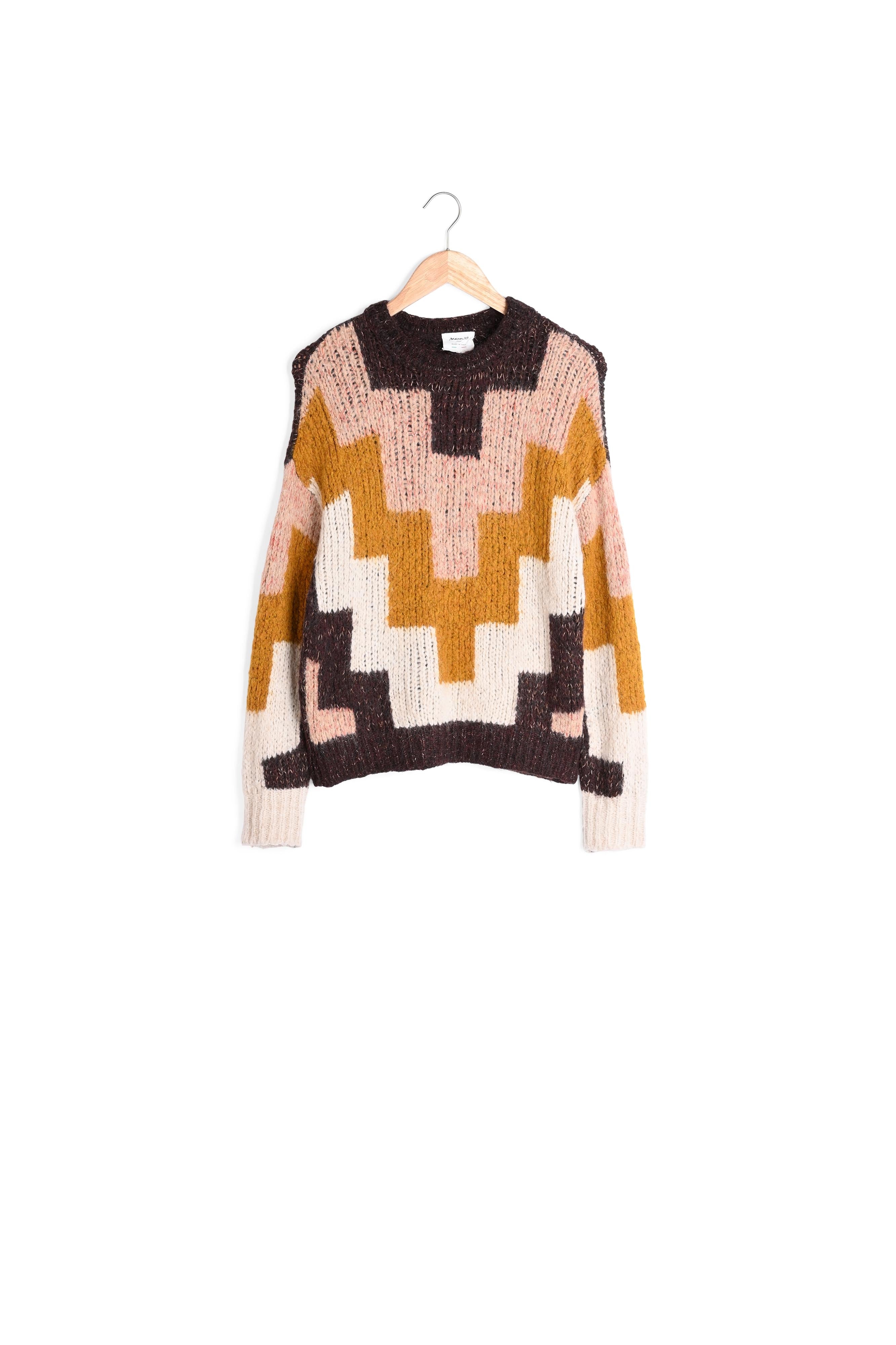 Pull jacquard ocre Benedicte Faume - seconde main