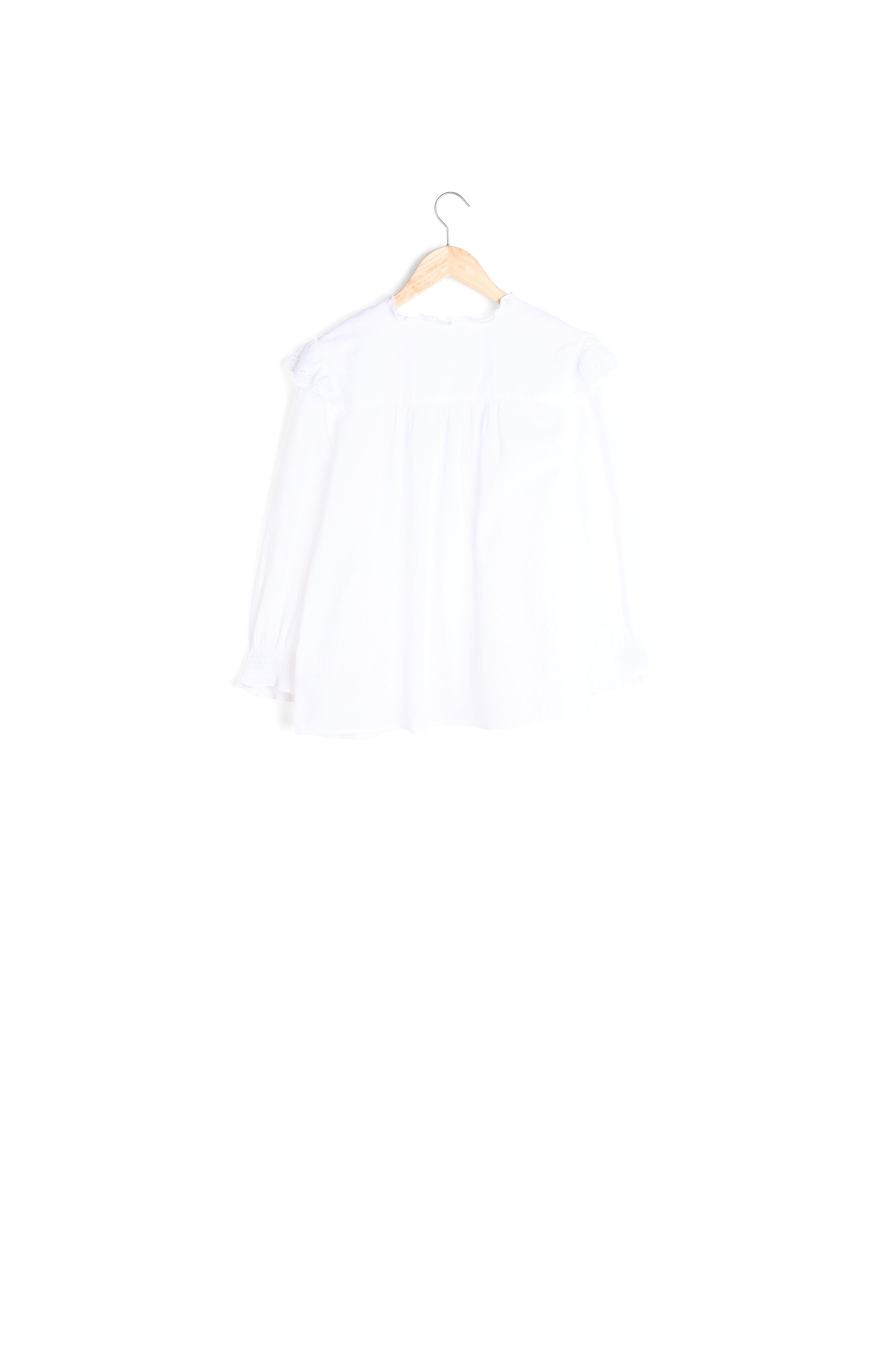 Blouse romantique en coton brodé blanc Leonor Faume - seconde main