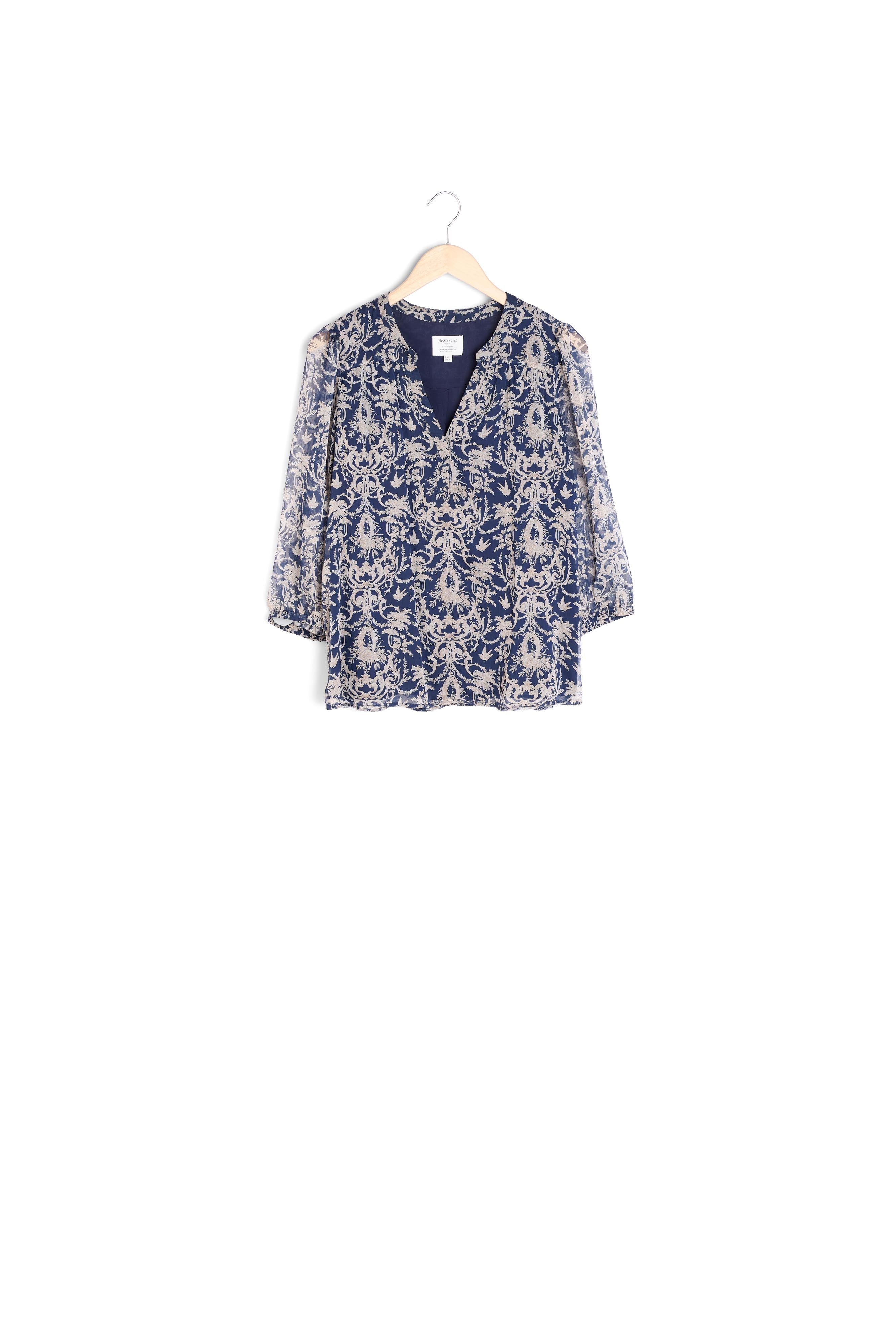 Blouse marine imprimée Elsa Faume - seconde main