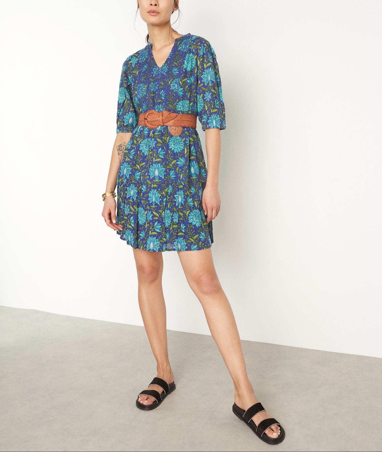 Robe courte imprimé denim brut Madeleine Faume - seconde main