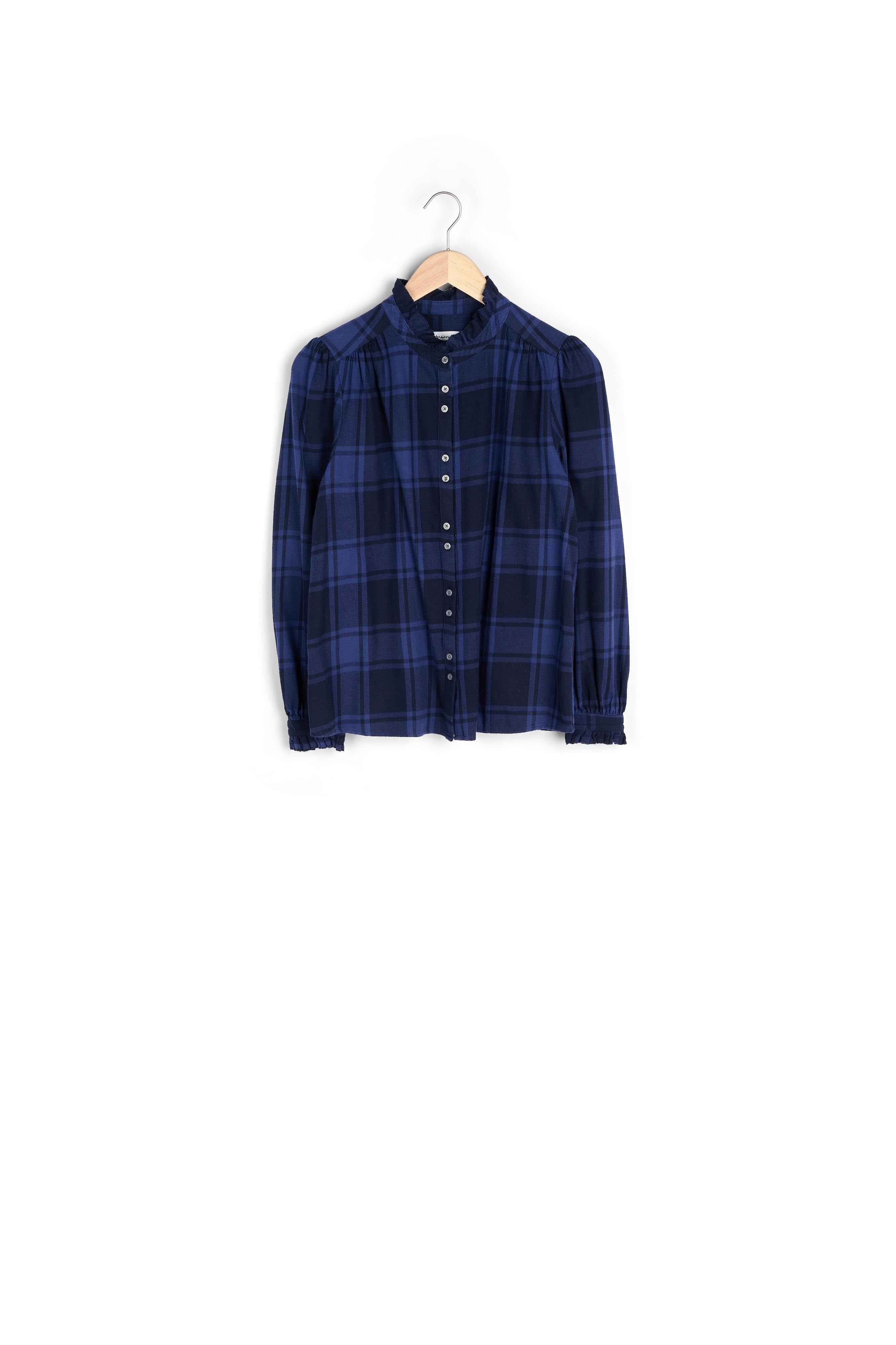 Blouse en coton à carreaux bleue Clarence Faume - seconde main