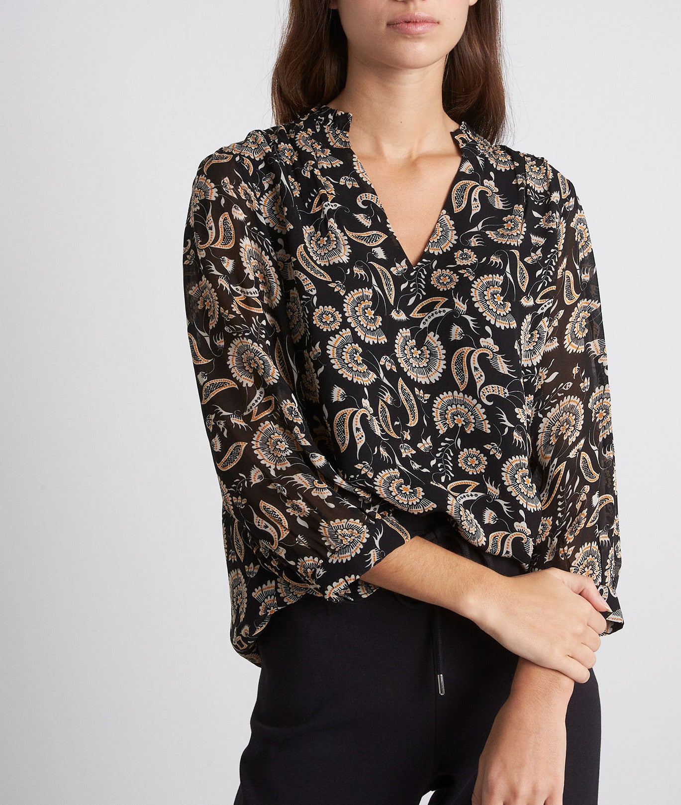 Blouse imprimée noire et blanche Leandra Faume - seconde main