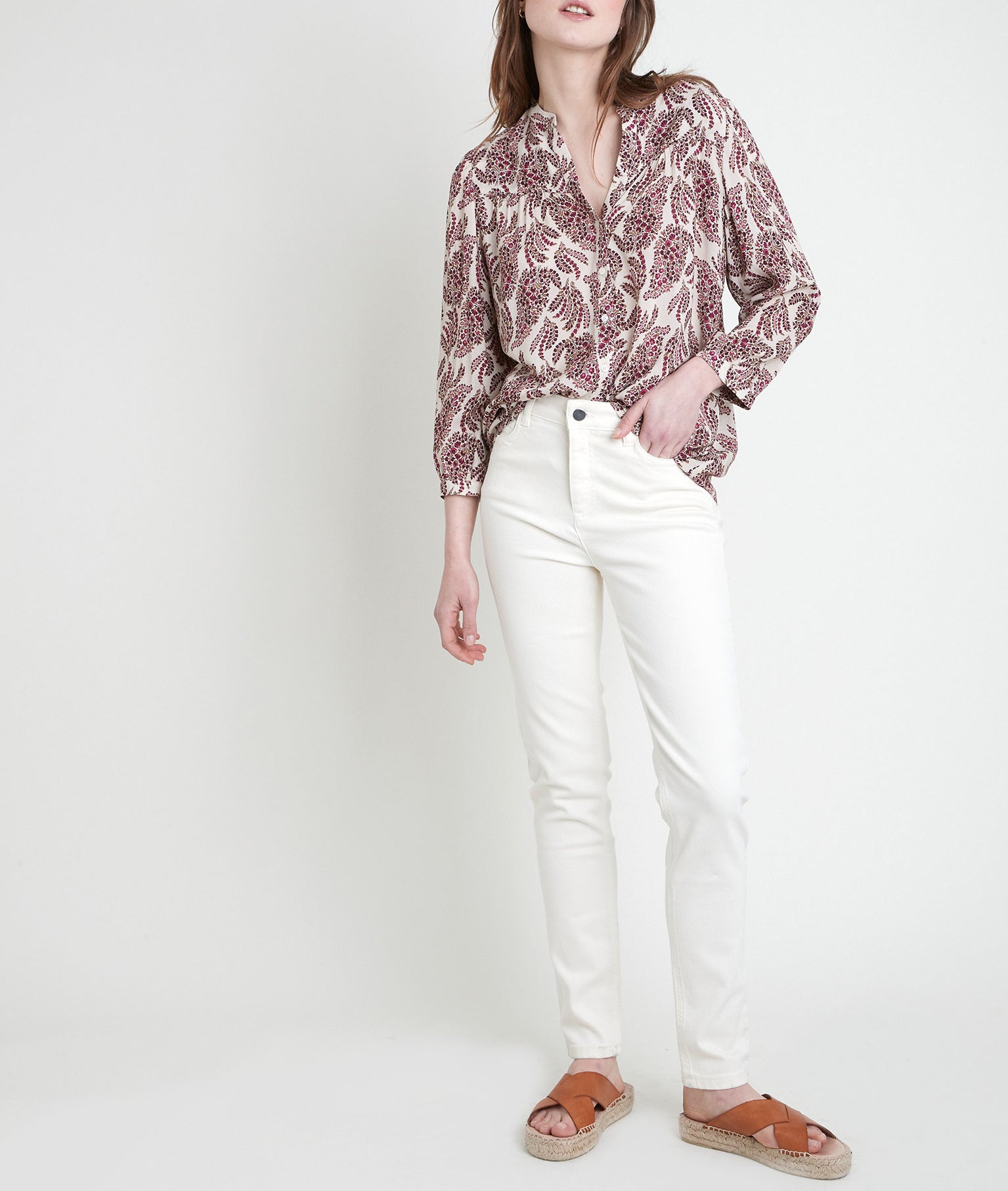 Blouse rose imprimée Therese Faume - seconde main
