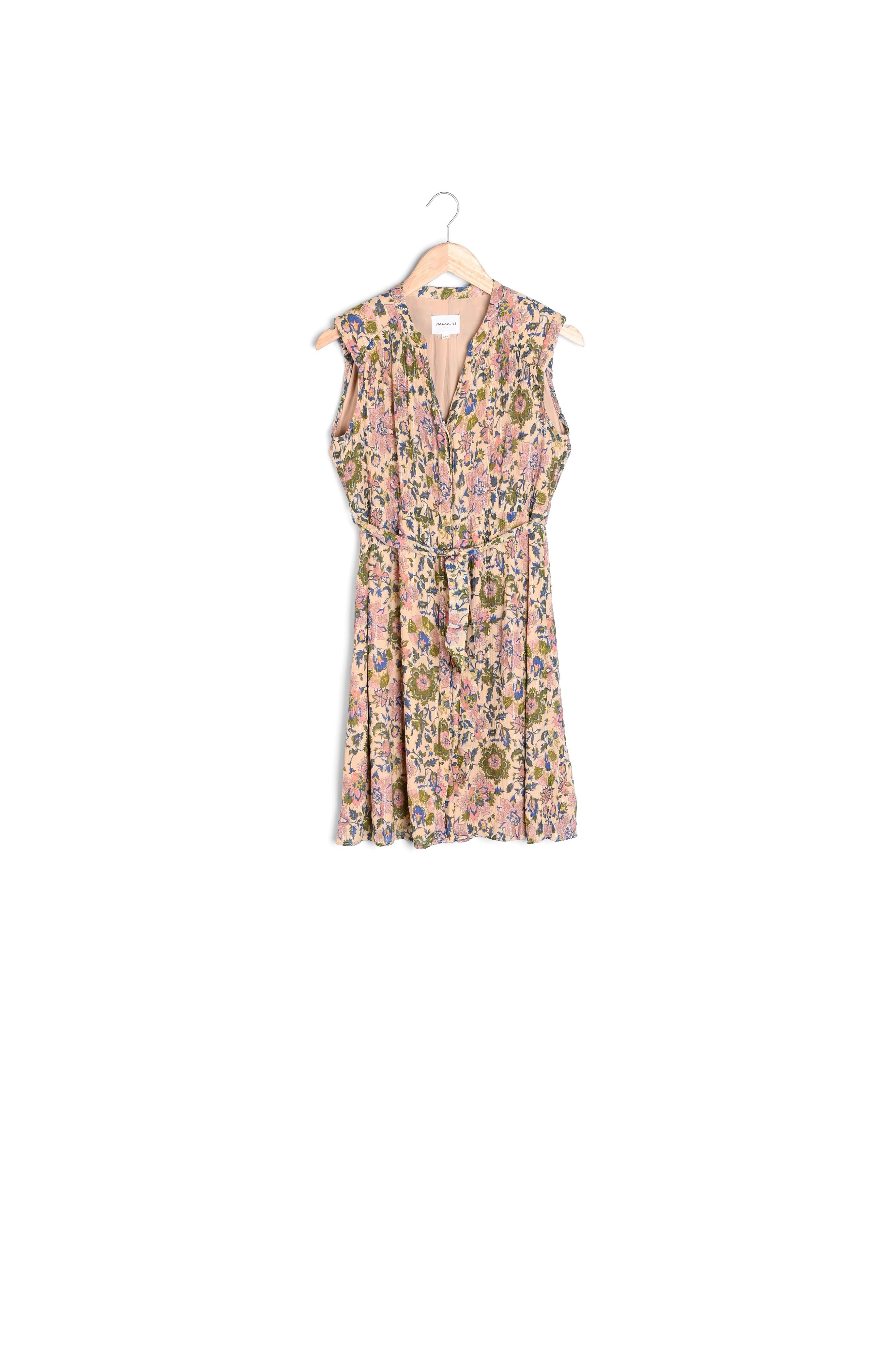 Robe chemise sans manches imprimée kaki Sawsen Faume - seconde main