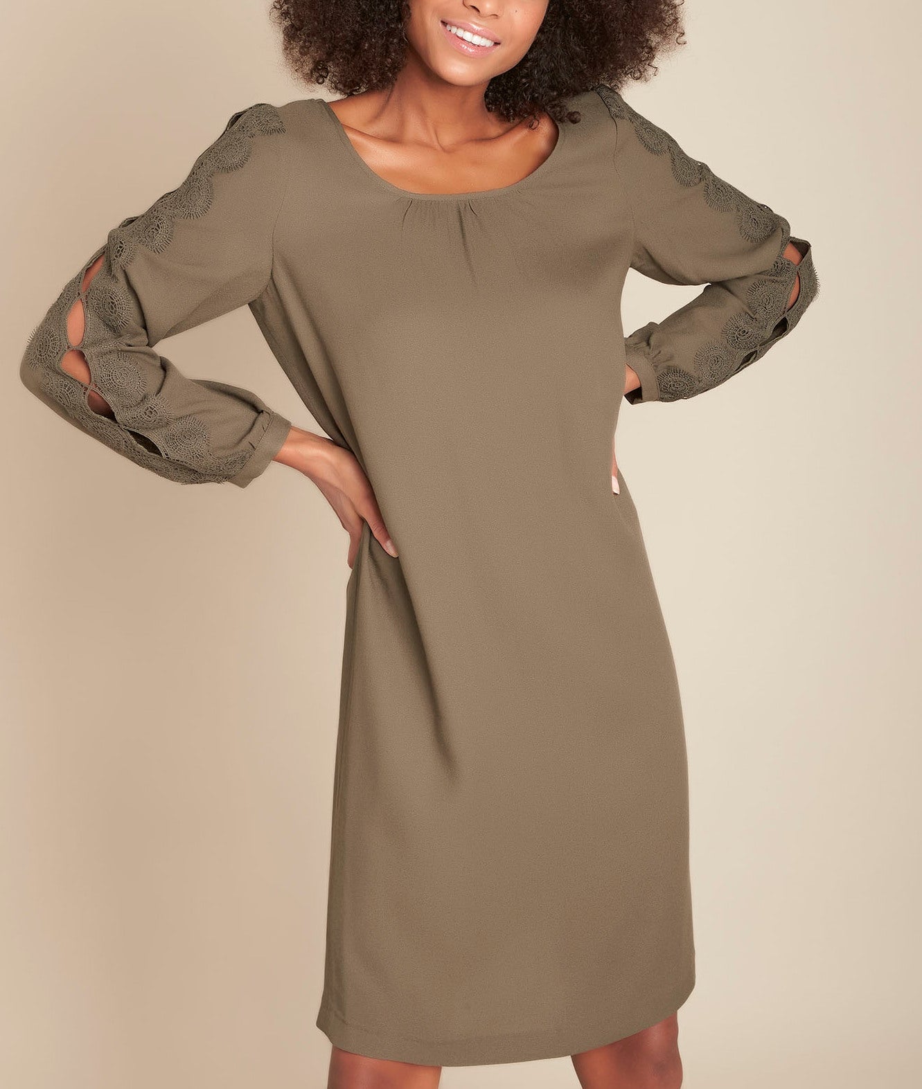 Robe droite fluide kaki Istoria Faume - seconde main