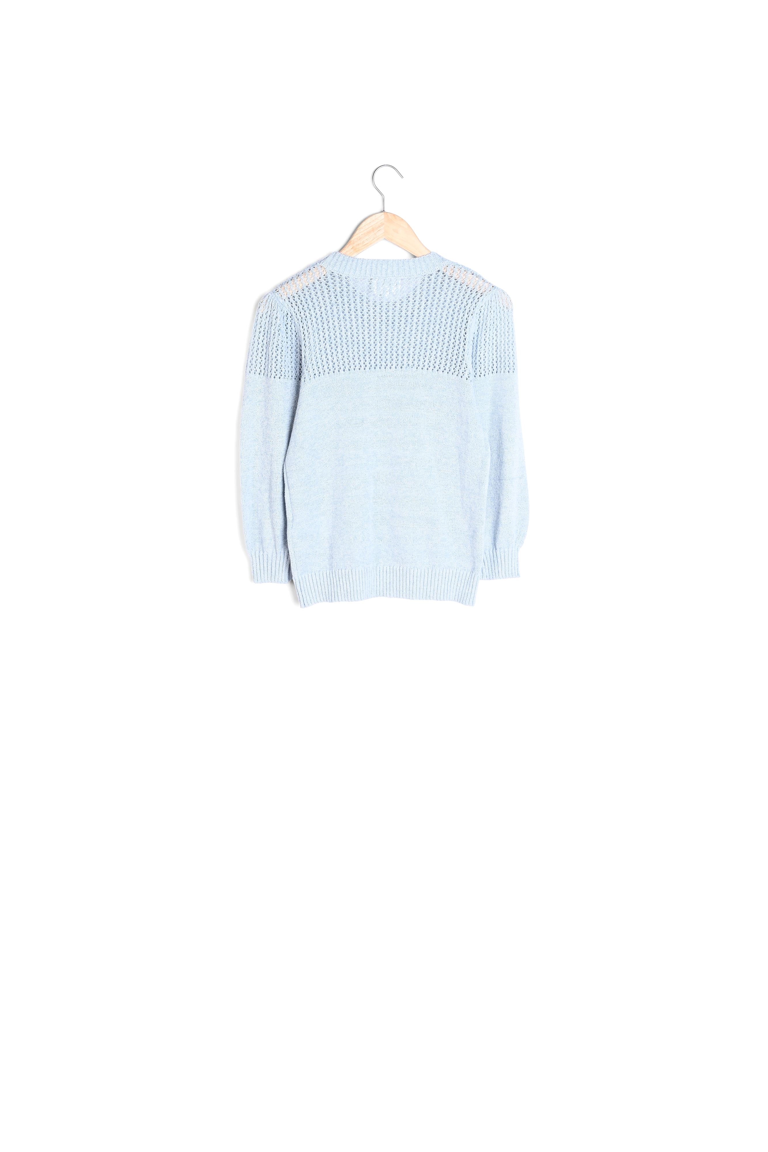 Pull en double maille fine bleu clair Pretty Faume - seconde main