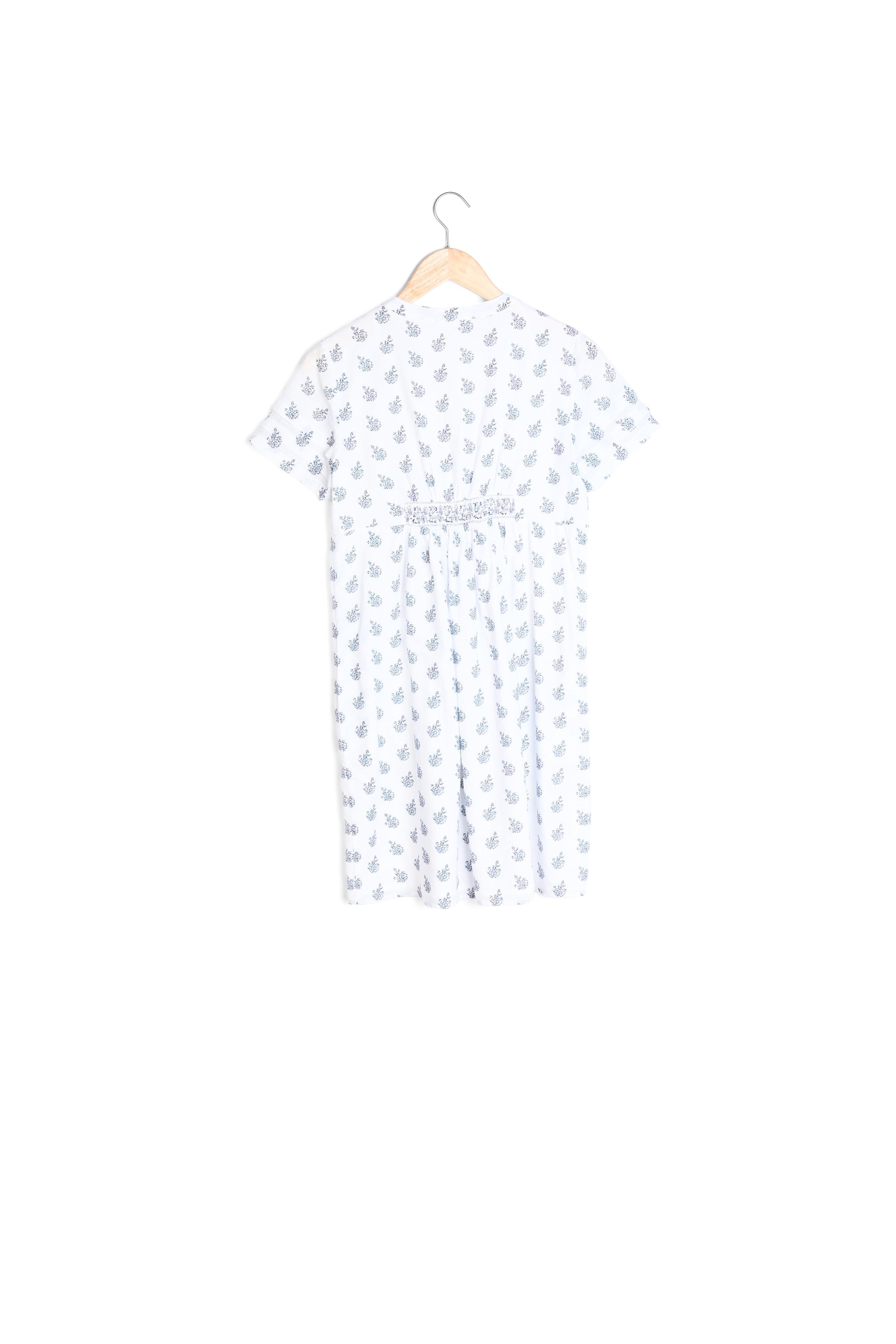 Robe courte en coton imprimé blanc et marine Soledad Faume - seconde main