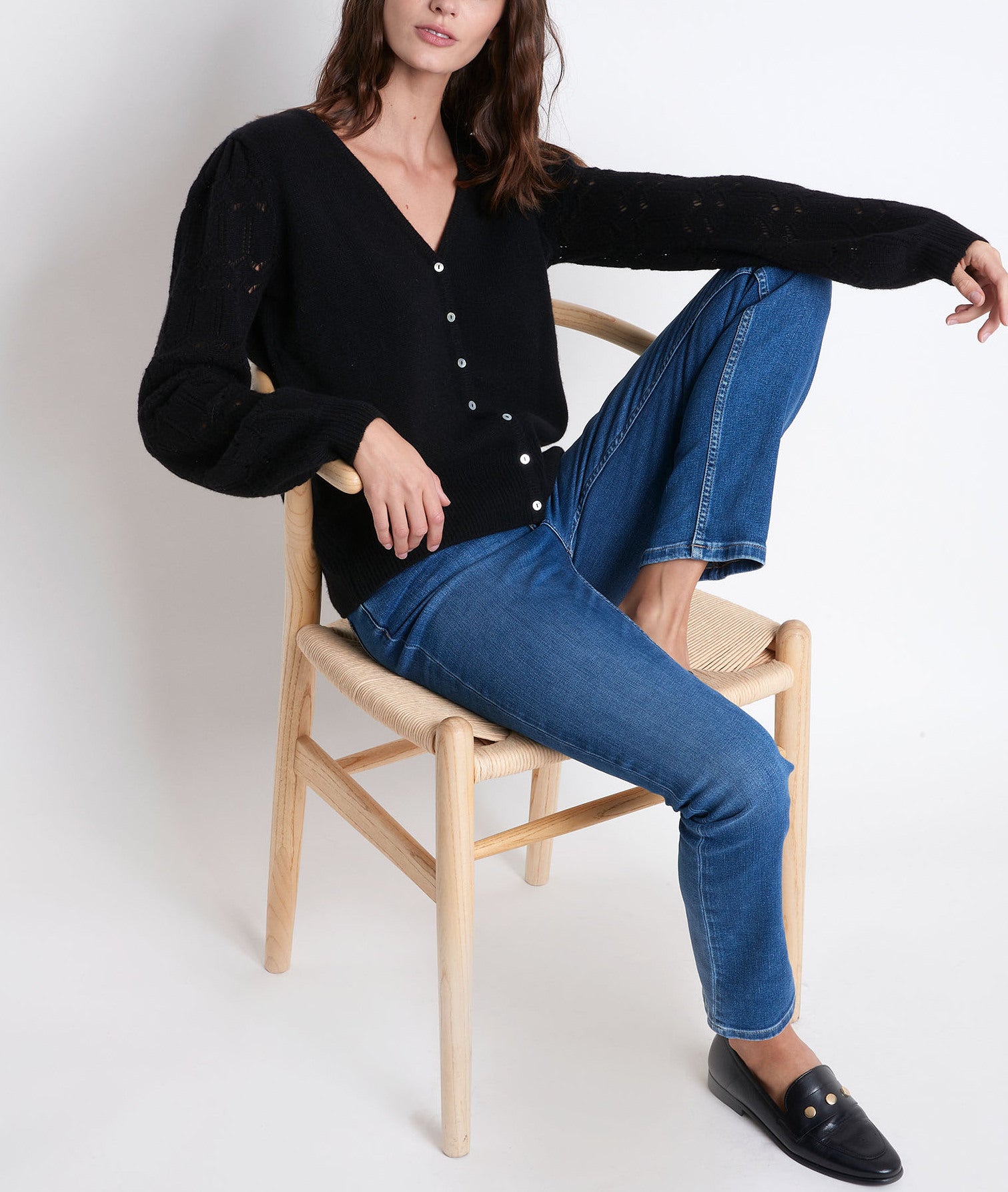 Gilet en cachemire recyclé noir Respect Faume - seconde main