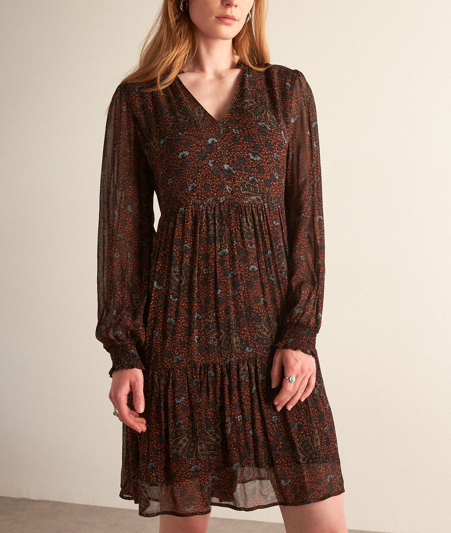 Robe courte imprimée marron Naty Faume - seconde main