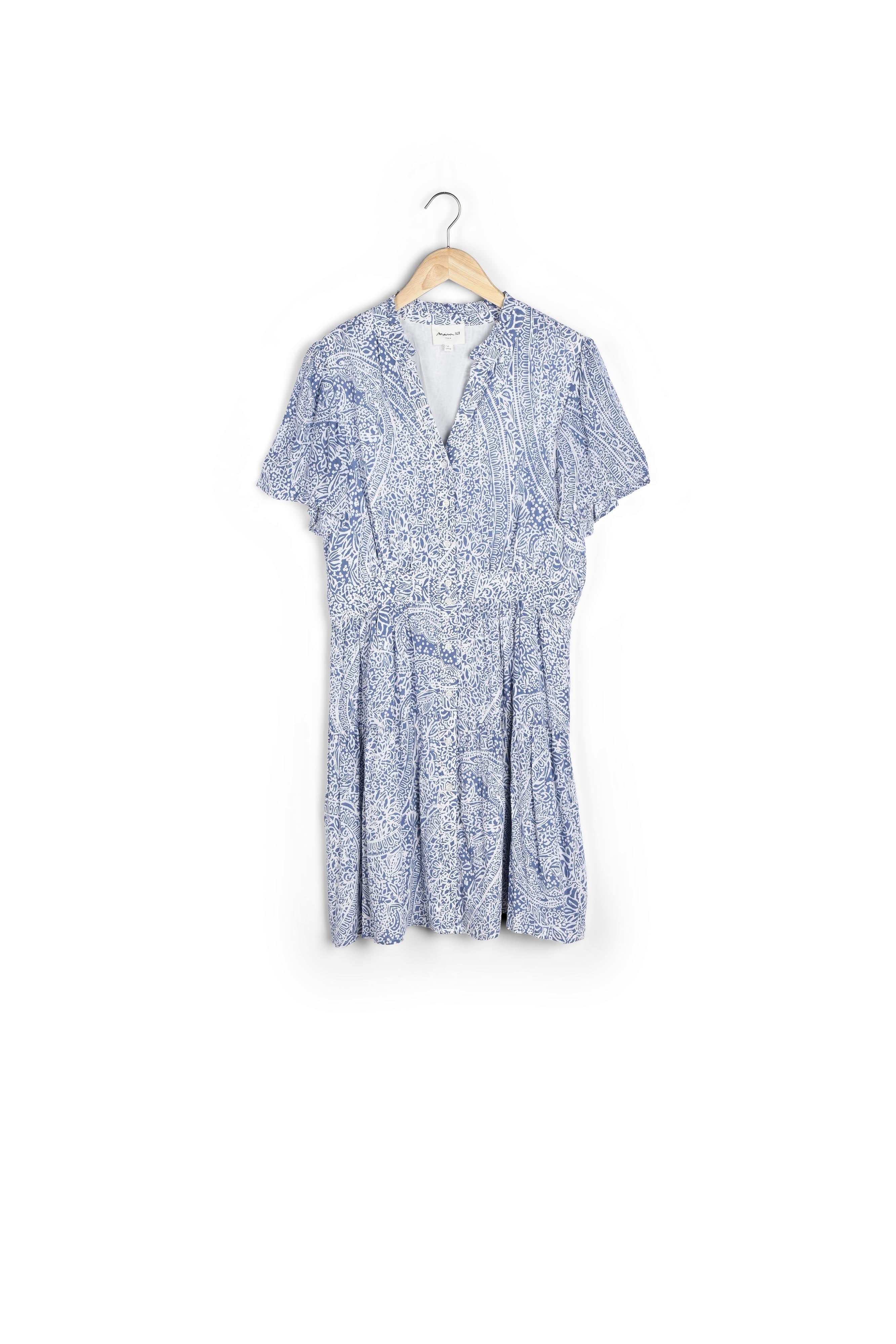 Robe courte imprimée bleu ciel Leonie Faume - seconde main
