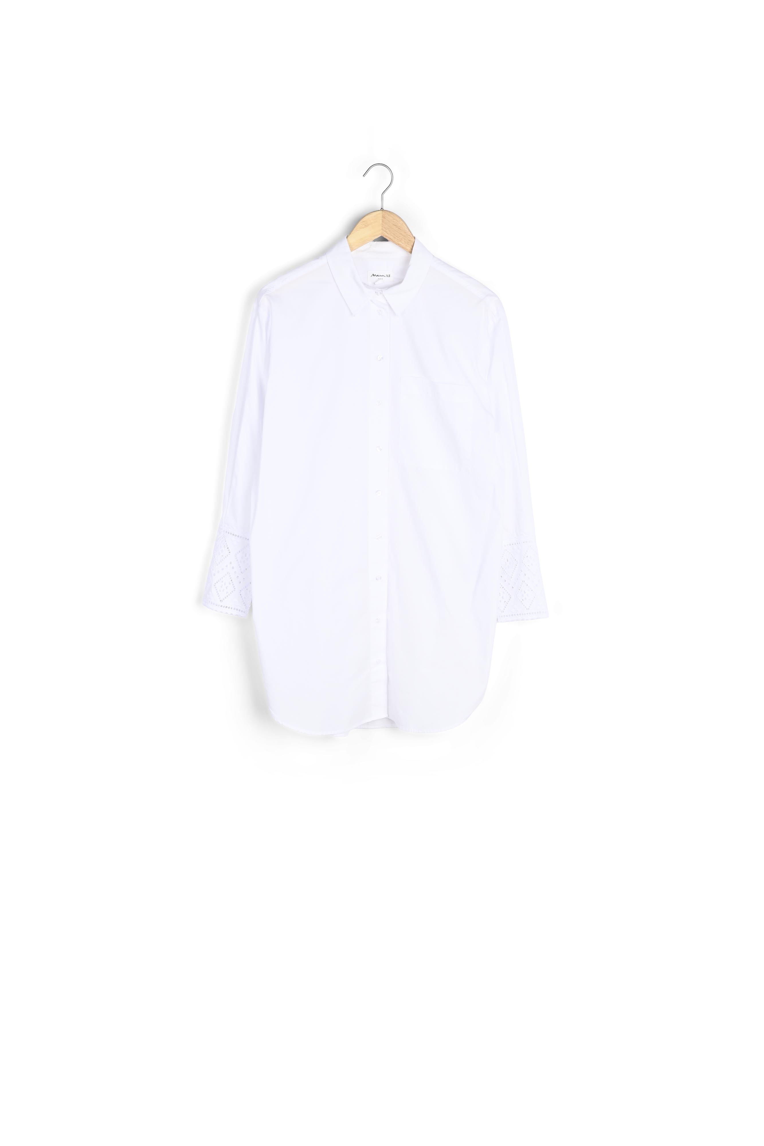 Chemise longue brodée en coton blanc Amie Faume - seconde main