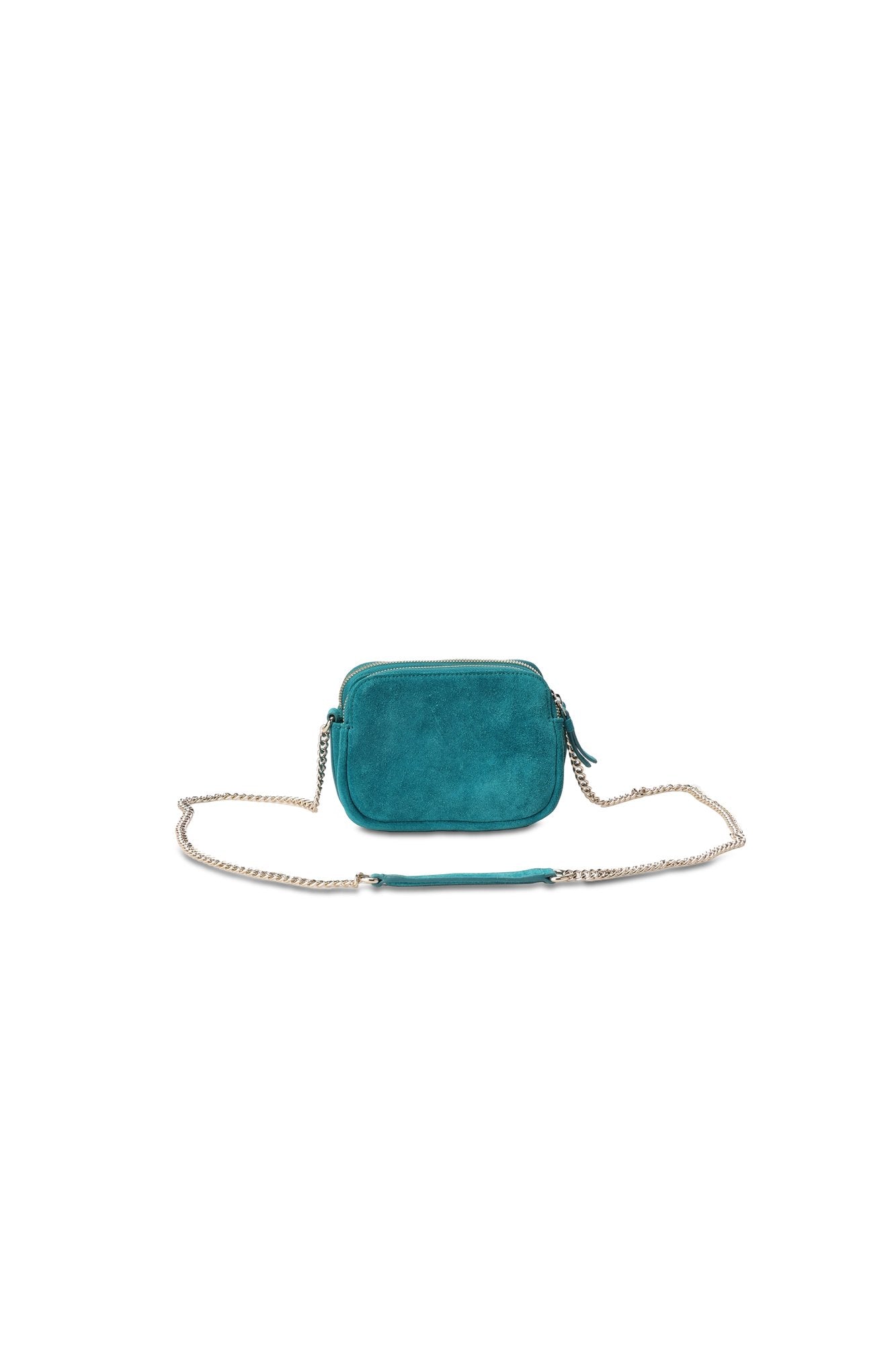 Mini sac matelassé en cuir velours bleu Flavie Faume - seconde main