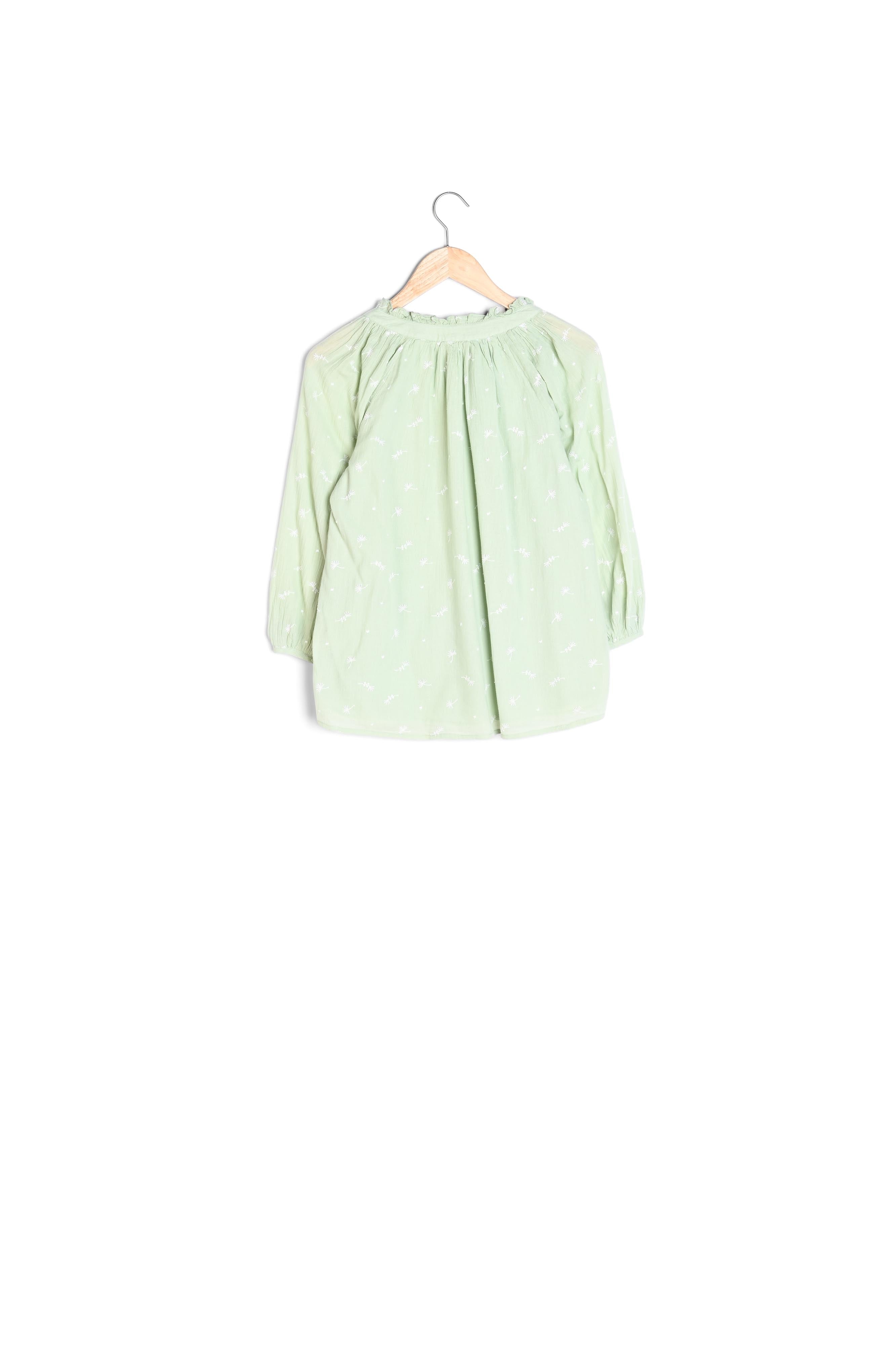 Blouse brodée en coton vert pâle Lorie Faume - seconde main
