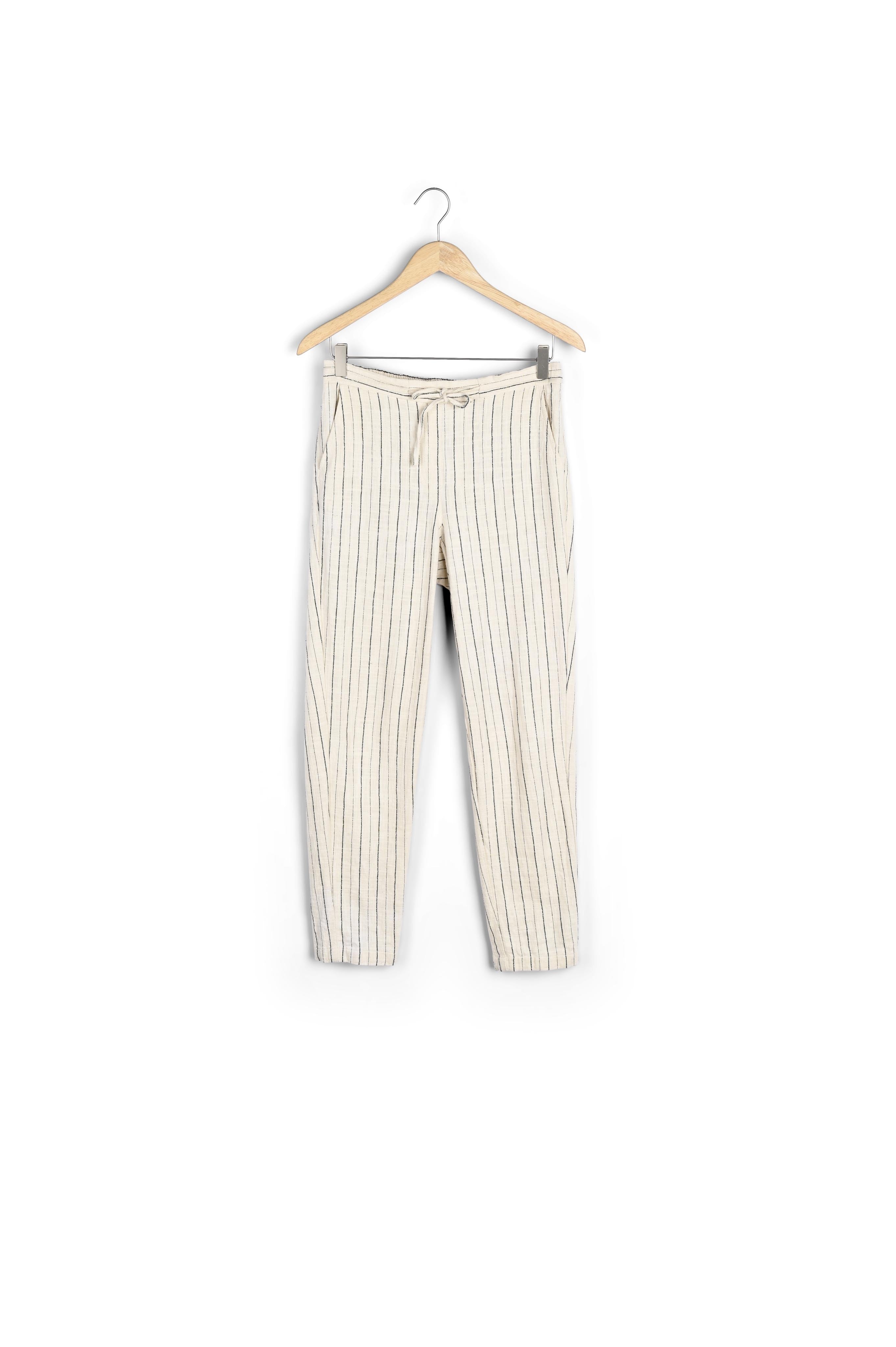 Pantalon chino en coton rayé écru Noor Faume - seconde main