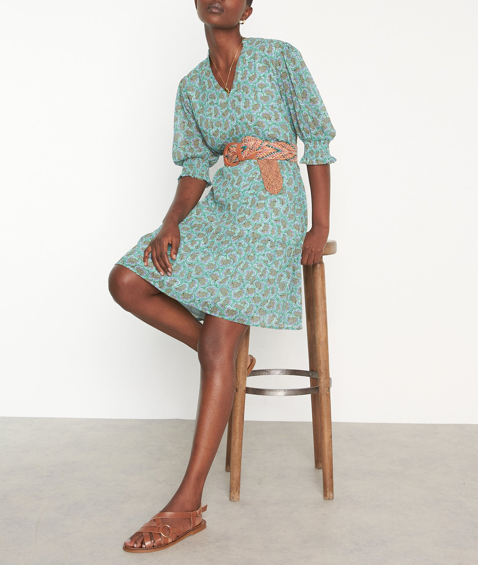 Robe courte imprimé aqua Nocela Faume - seconde main