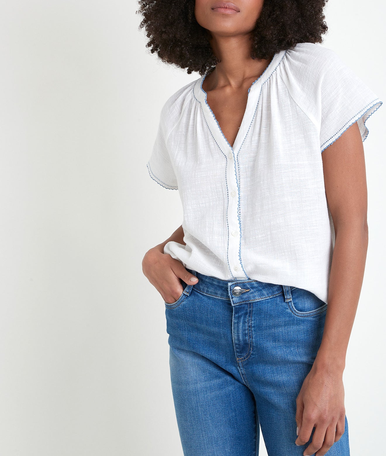 Blouse bleue en coton Taline Faume - seconde main