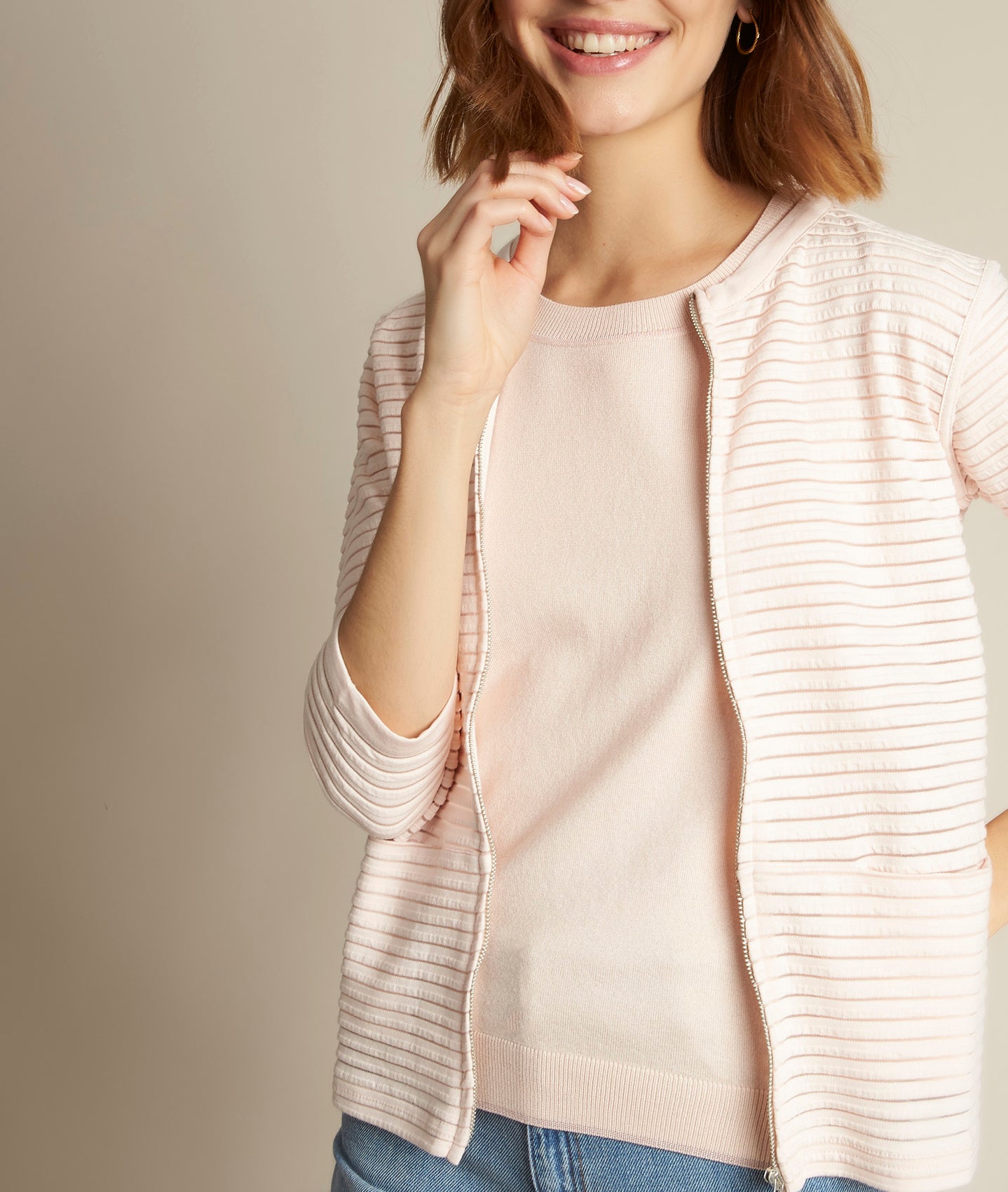 Gilet rayé ajouré poudre Romeo Faume - seconde main