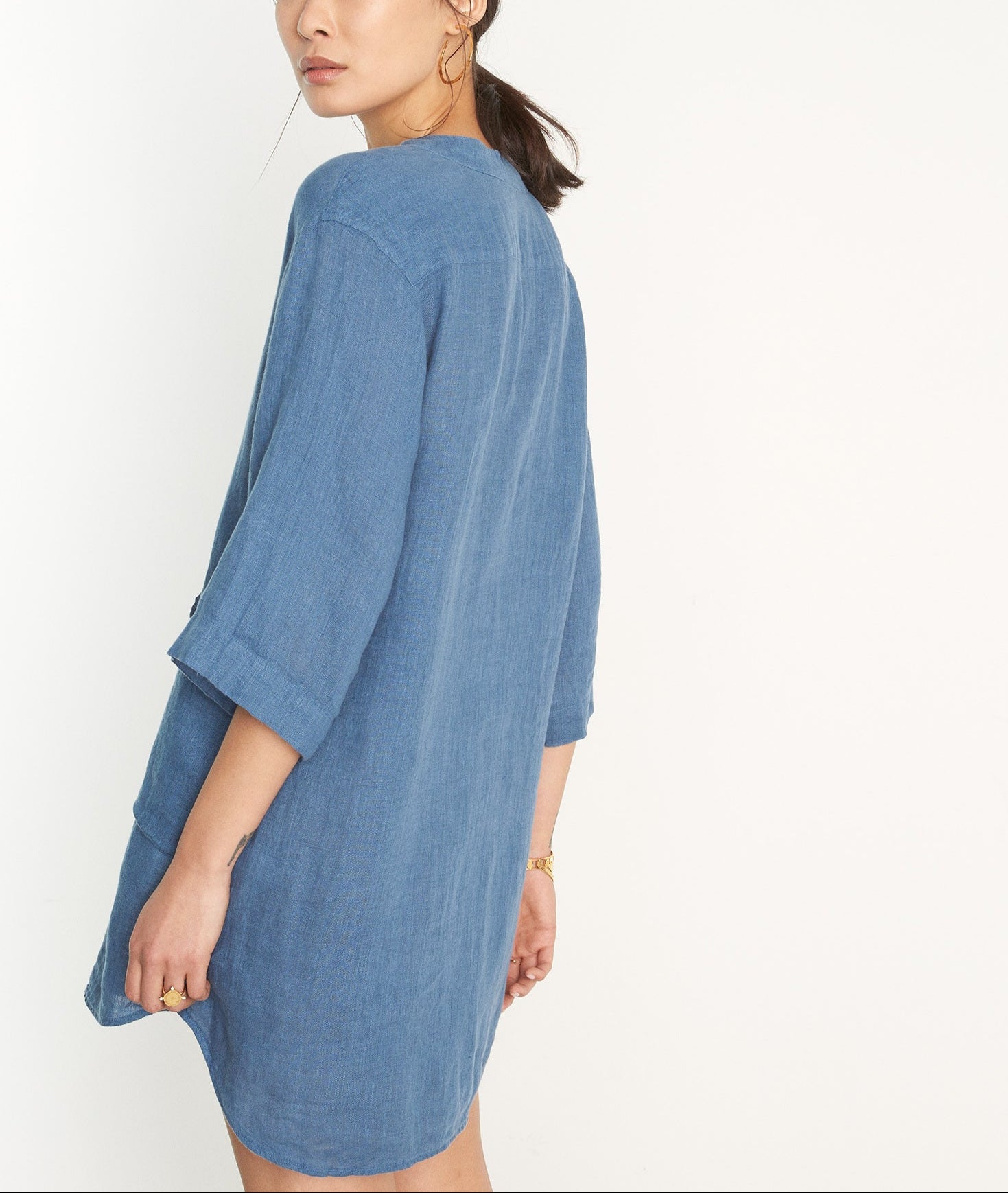 Robe courte liquette en lin bleu Hannae Faume - seconde main