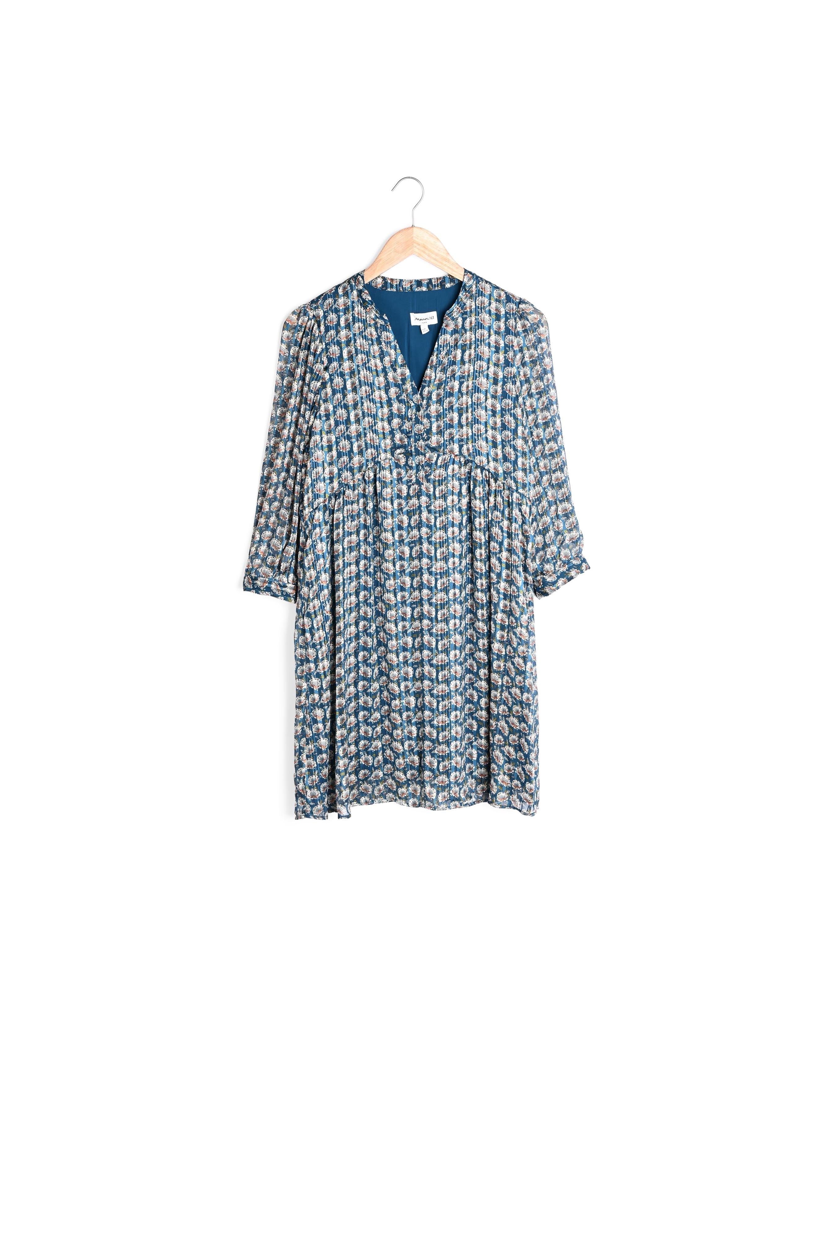 Robe courte imprimée bleue Calypso Faume - seconde main