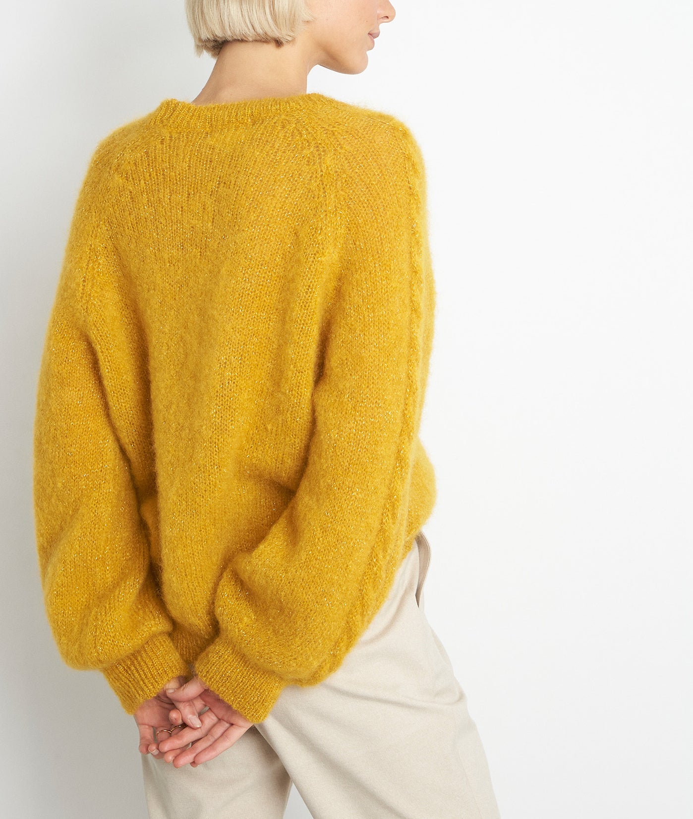 Pull oversize en mohair moutarde Tasha Faume - seconde main