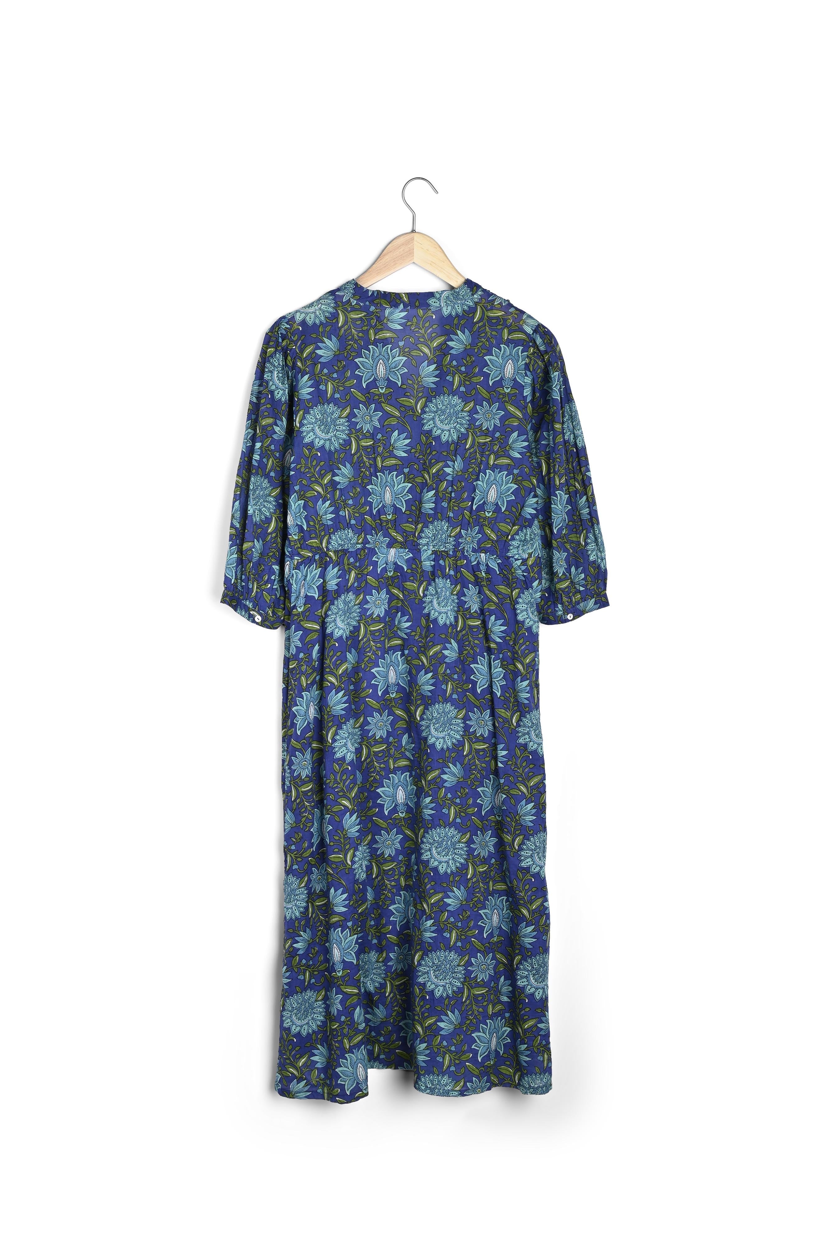 Robe longue en coton imprimé marine Harmony Faume - seconde main