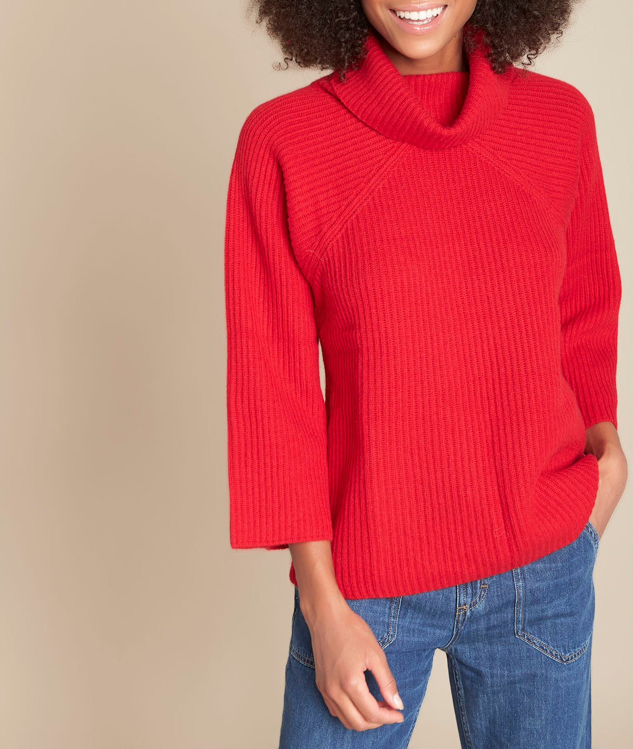 Pull col roulé laine rouge Fragile Faume - seconde main