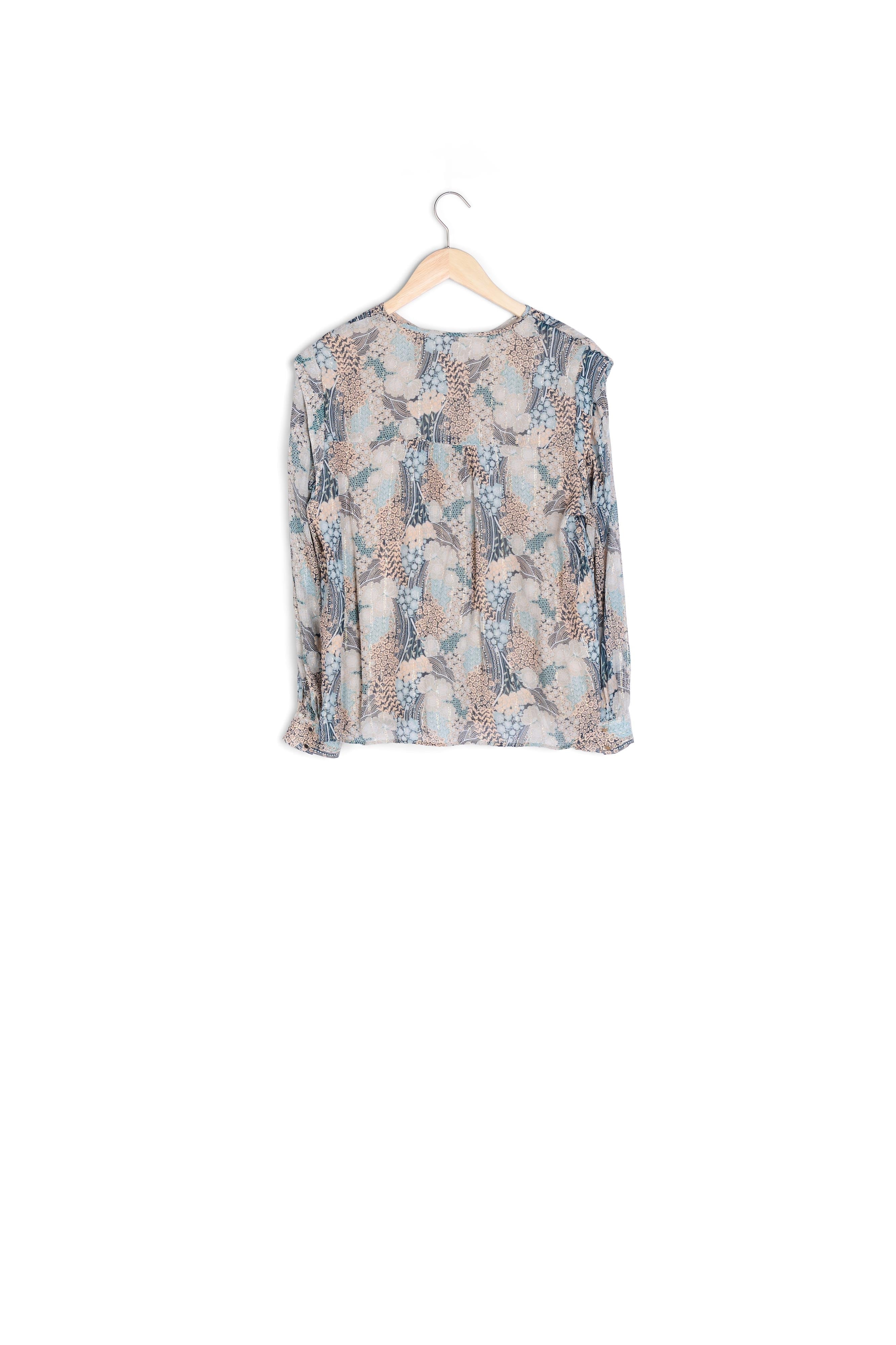Blouse imprimée fluide beige et bleue Celina Faume - seconde main